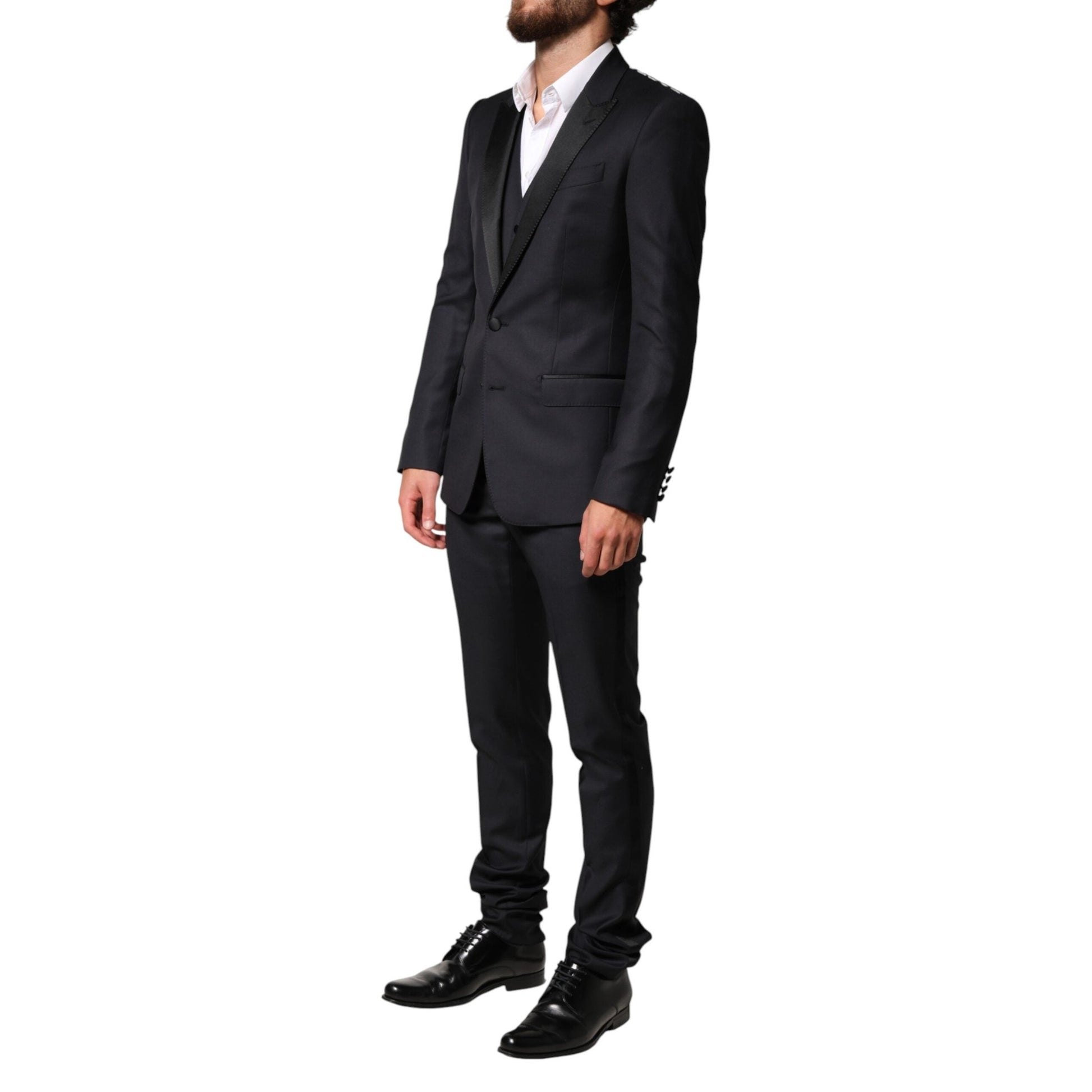 Dolce & Gabbana Black Wool Single Breasted 3 Piece Men Suit
