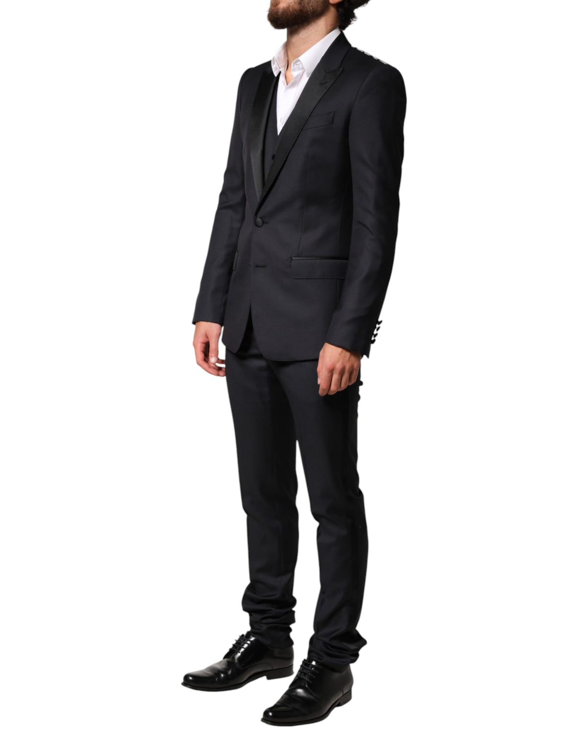 Dolce & Gabbana Blue Wool Single Breasted 3 Piece Men Suit - Eljoys Fashion 
