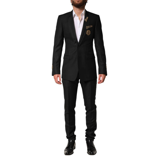 Dolce & Gabbana Black Embellished Single Breasted 2 Pc Suit Dolce & Gabbana