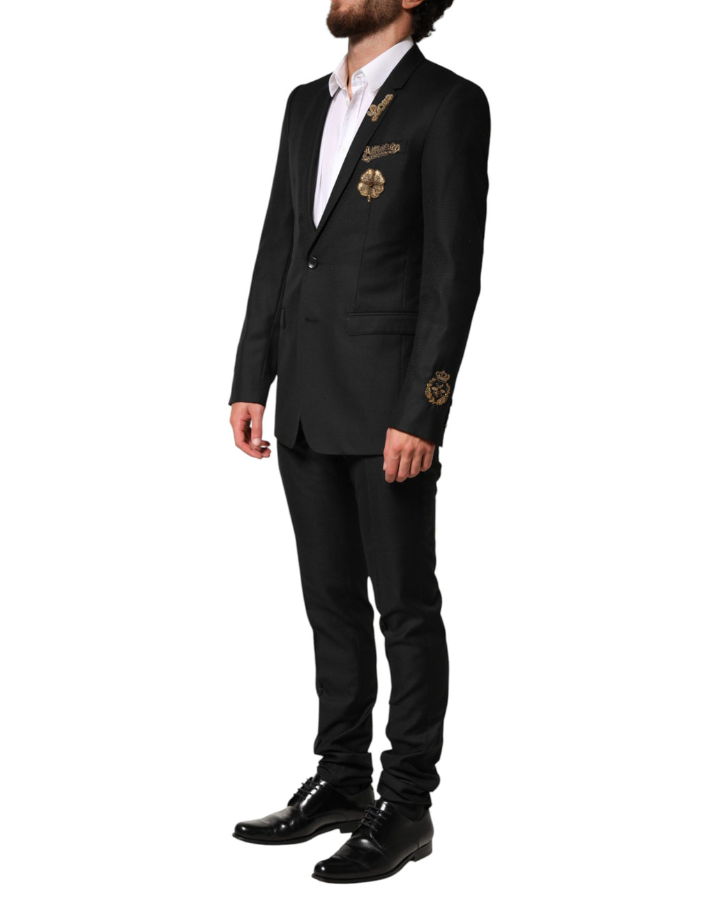 Dolce & Gabbana Black Embellished Single Breasted 2 Pc Suit - Eljoys Fashion 