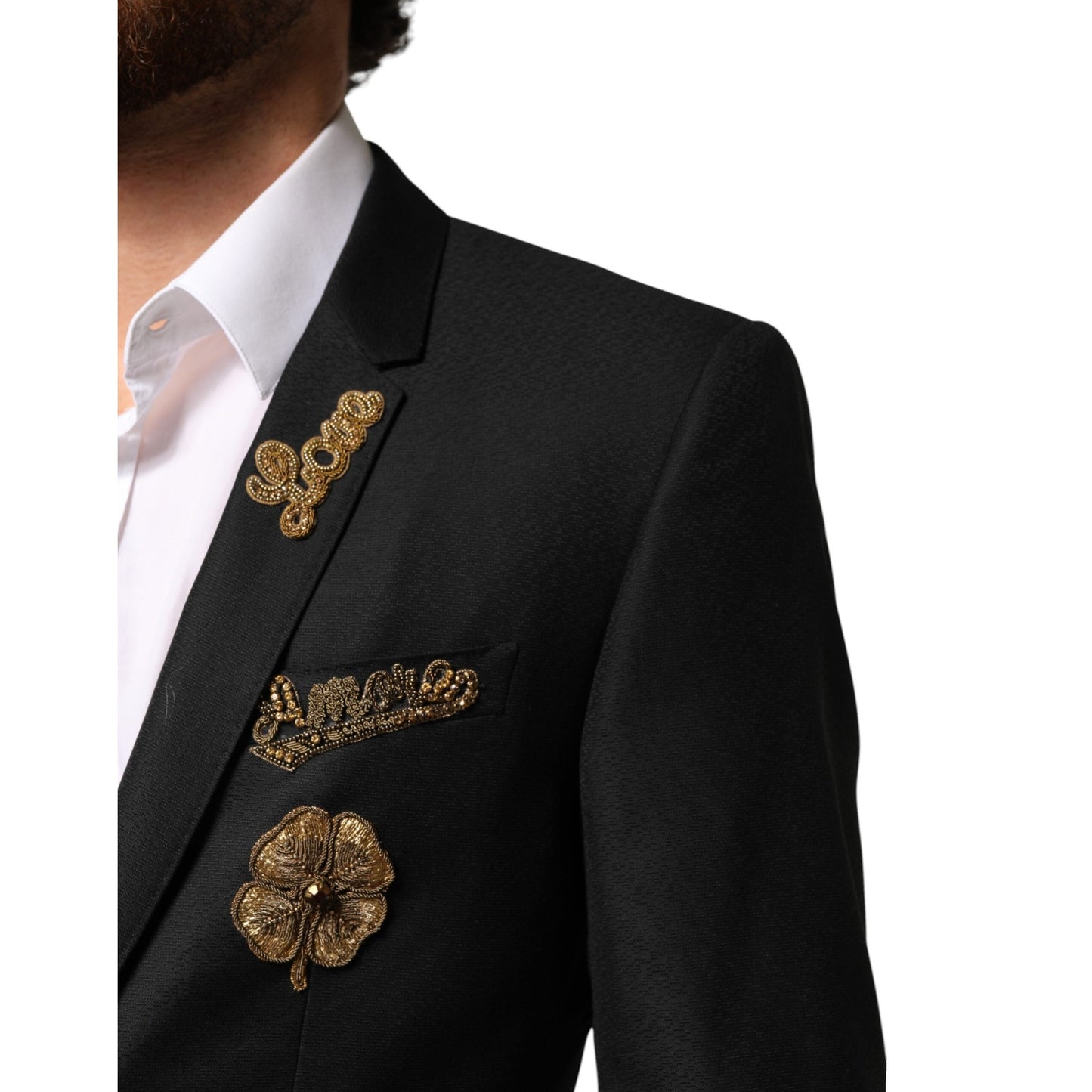 Dolce & Gabbana Black Embellished Single Breasted 2 Pc Suit Dolce & Gabbana