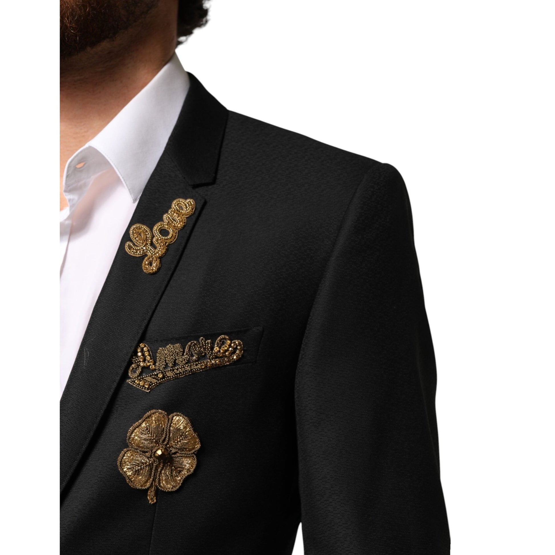 Dolce & Gabbana Black Embellished Single Breasted 2 Pc Suit Dolce & Gabbana