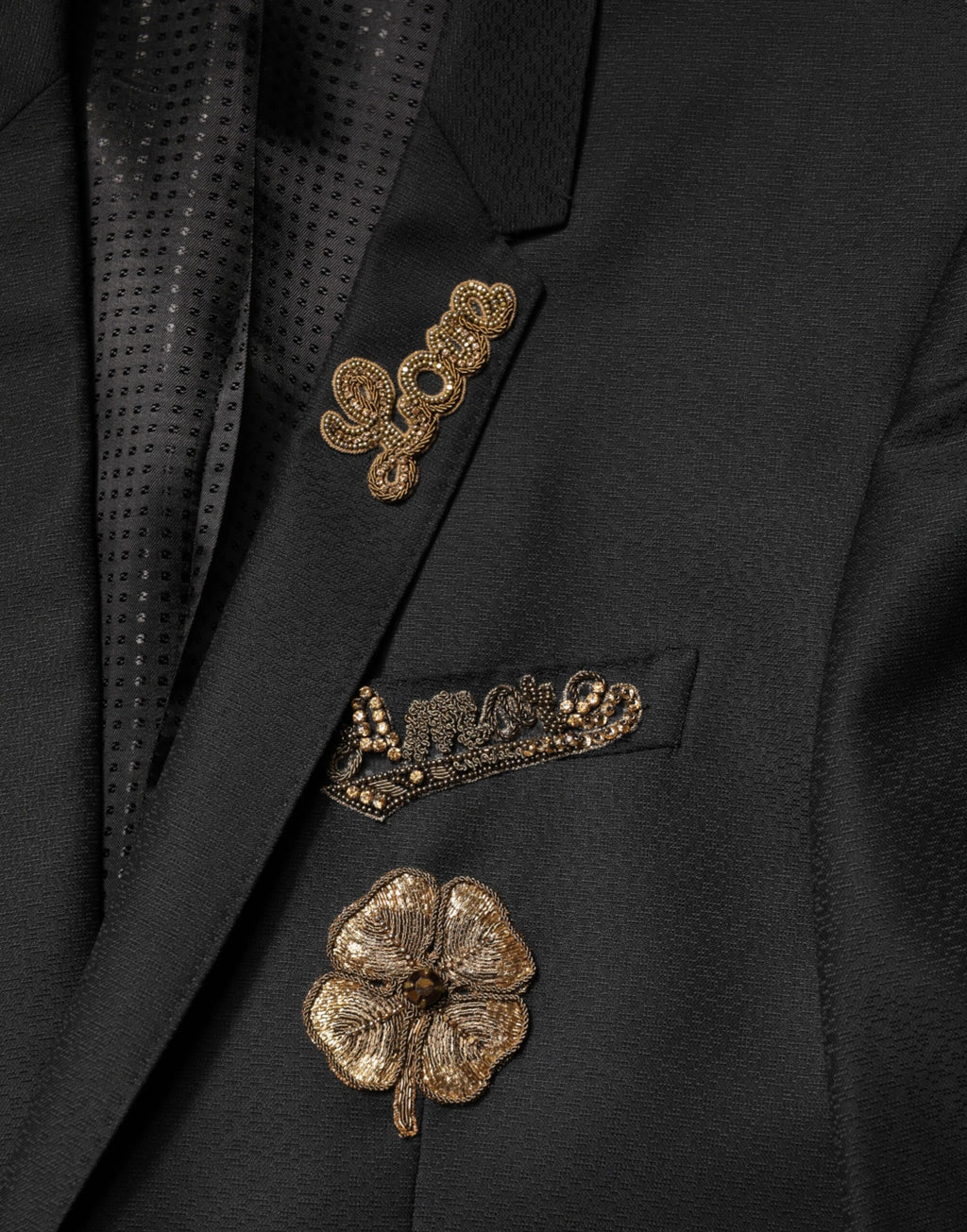 Dolce & Gabbana Black Embellished Single Breasted 2 Pc Suit - Eljoys Fashion 