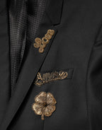 Dolce & Gabbana Black Embellished Single Breasted 2 Pc Suit - Eljoys Fashion 