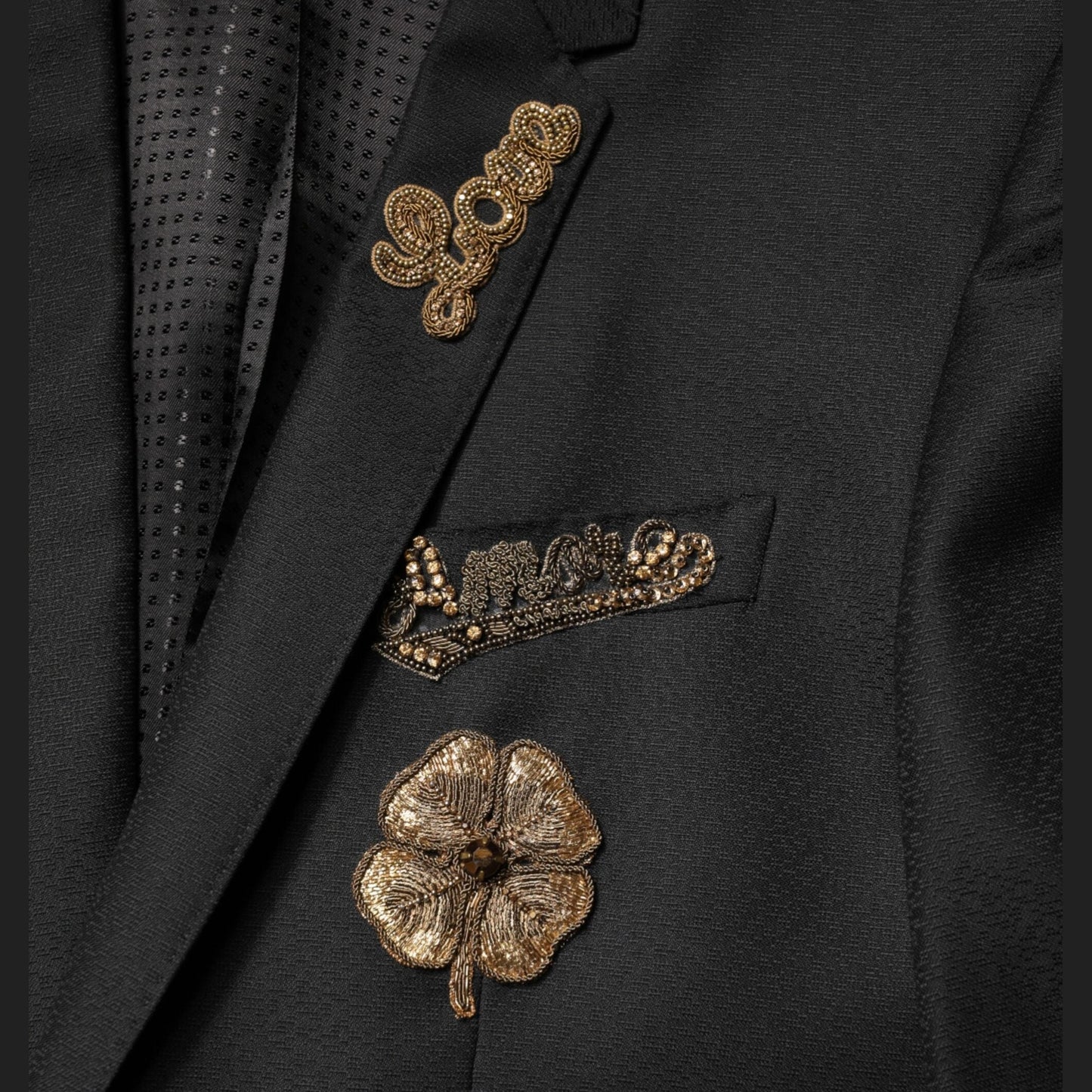 Dolce & Gabbana Black Embellished Single Breasted 2 Pc Suit Dolce & Gabbana