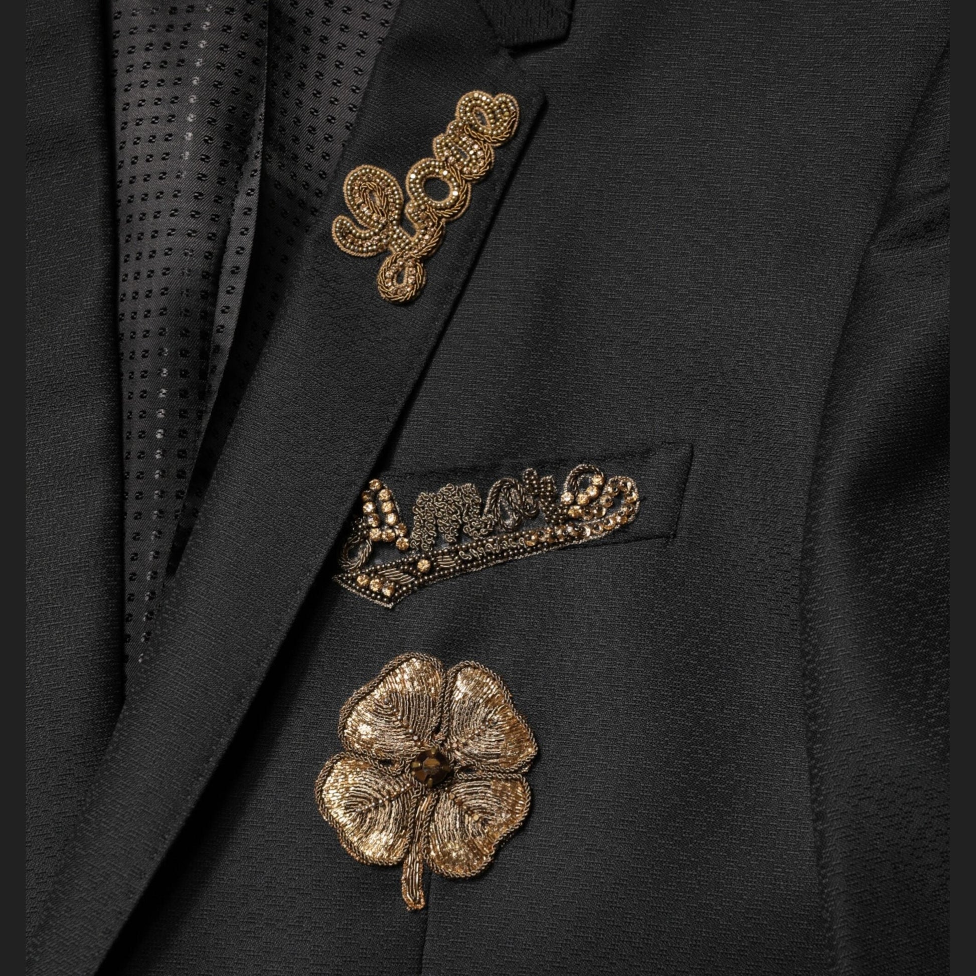 Dolce & Gabbana Black Embellished Single Breasted 2 Pc Suit Dolce & Gabbana