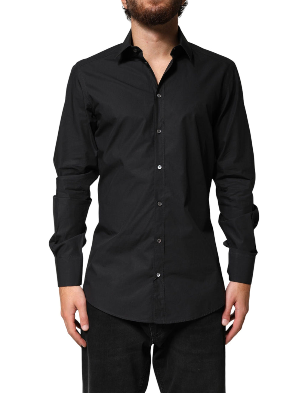 Dolce & Gabbana Black GOLD Cotton Men Dress Formal Shirt - Eljoys Fashion 