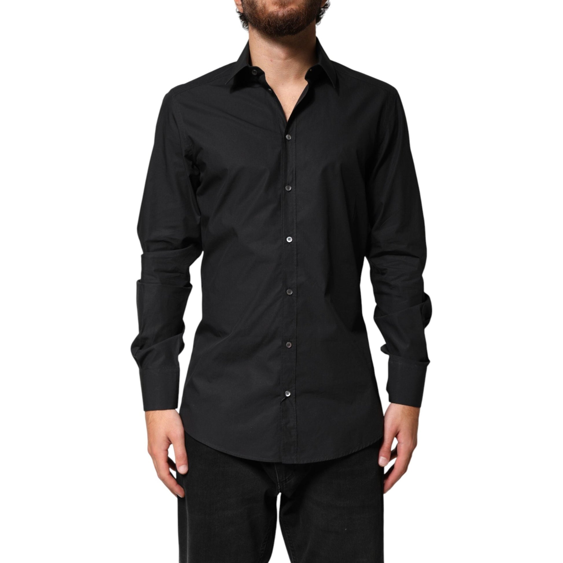 Dolce & Gabbana Black GOLD Cotton Men Dress Formal Shirt