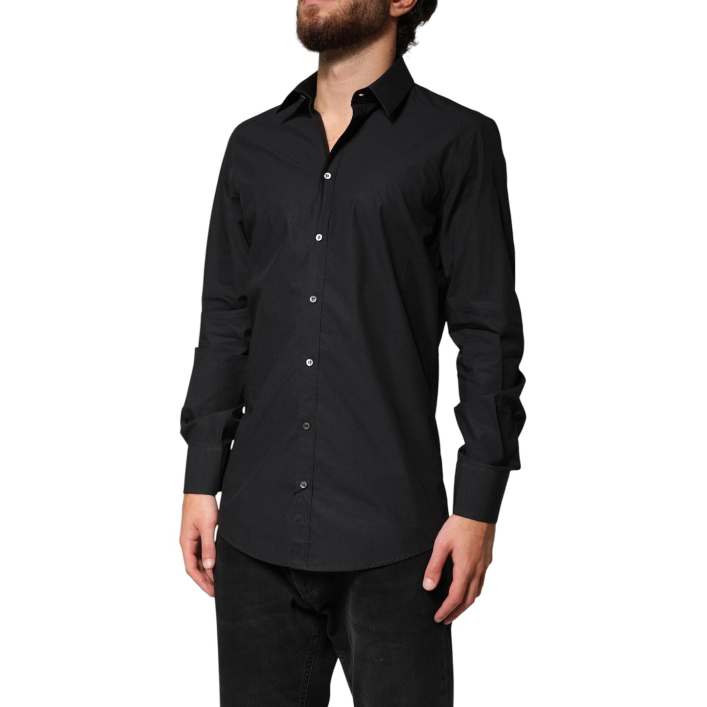 Dolce & Gabbana Black GOLD Cotton Men Dress Formal Shirt
