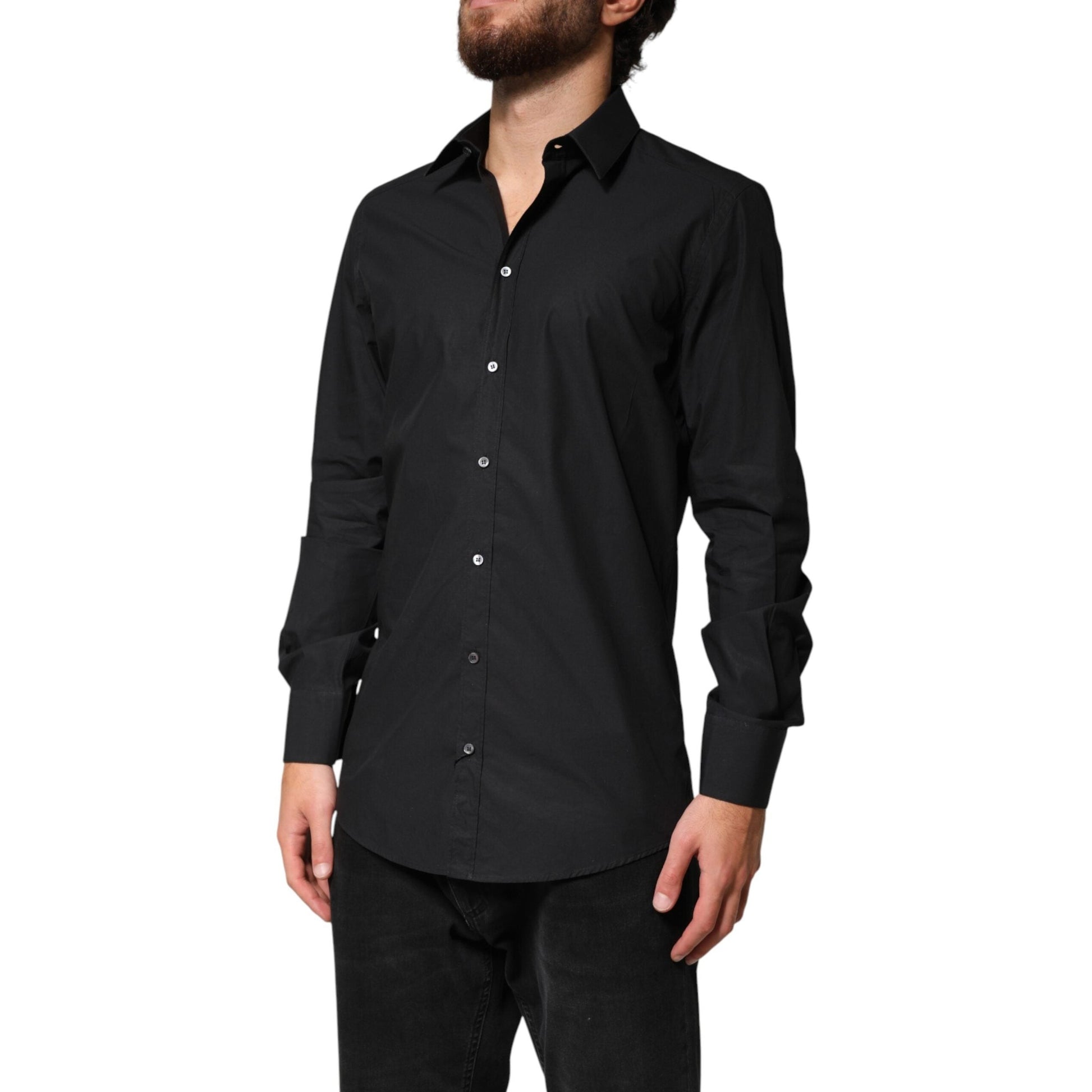 Dolce & Gabbana Black GOLD Cotton Men Dress Formal Shirt