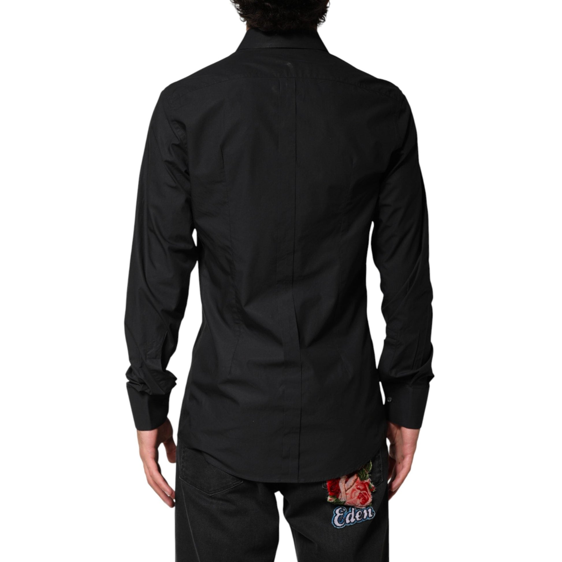 Dolce & Gabbana Black GOLD Cotton Men Dress Formal Shirt