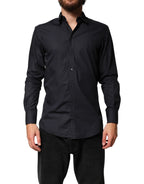 Dolce & Gabbana Black Cotton Long Sleeves Dress Formal Shirt - Eljoys Fashion 