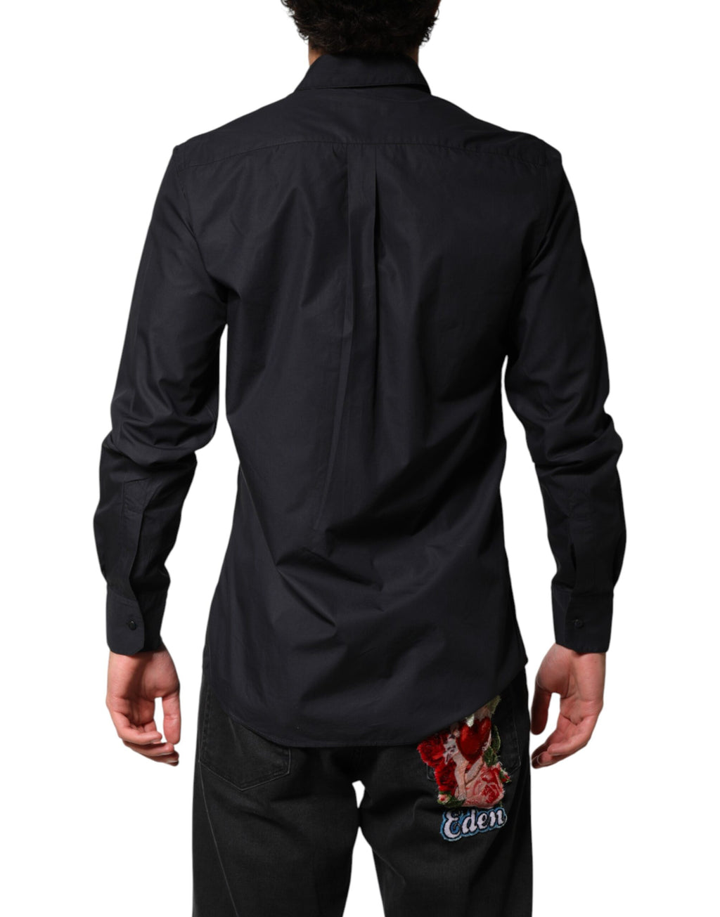 Dolce & Gabbana Black Cotton Long Sleeves Dress Formal Shirt - Eljoys Fashion 