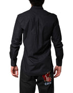 Dolce & Gabbana Black Cotton Long Sleeves Dress Formal Shirt - Eljoys Fashion 