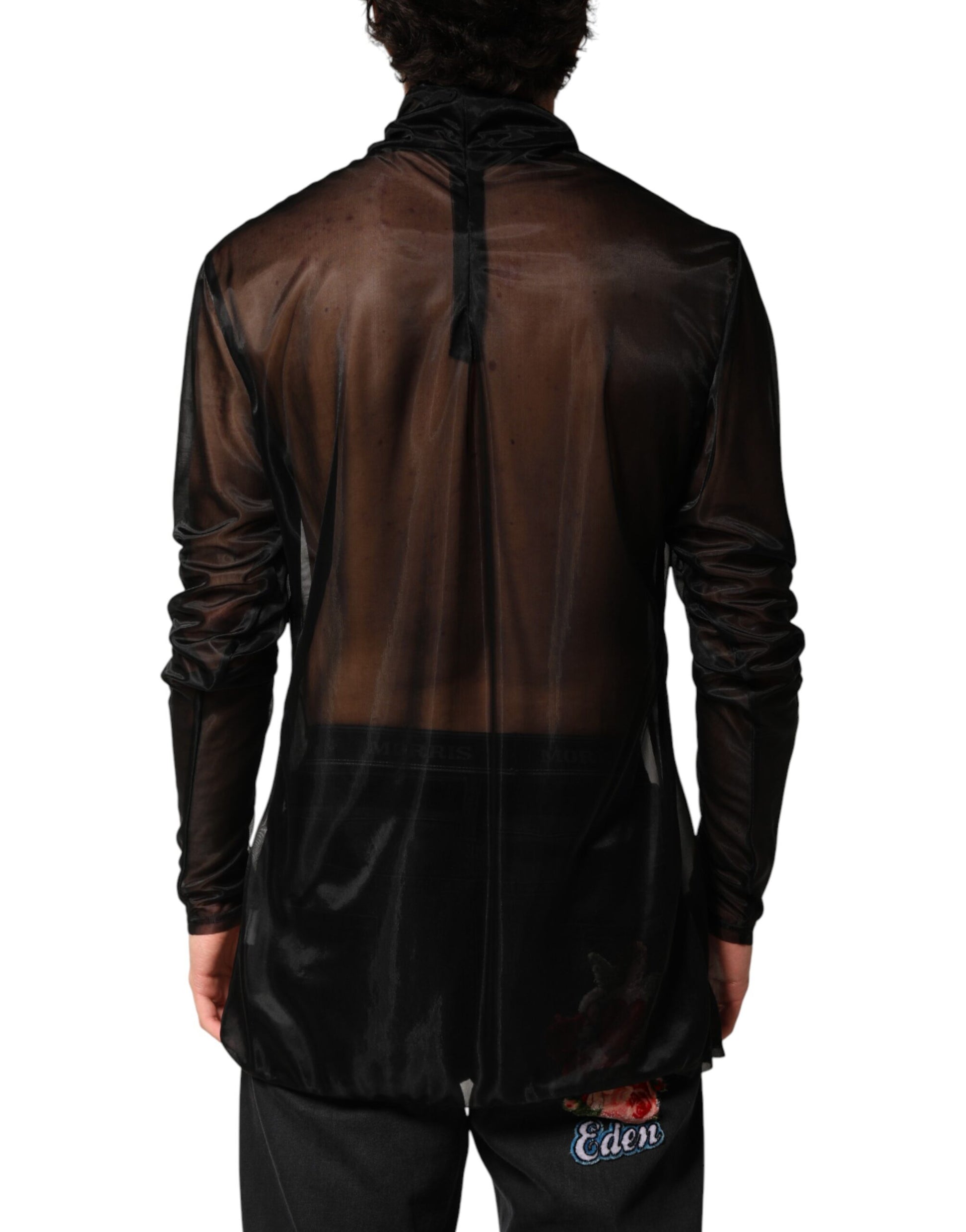 Dolce & Gabbana Black Sheer Long Sleeves Turtleneck Top Dolce & Gabbana