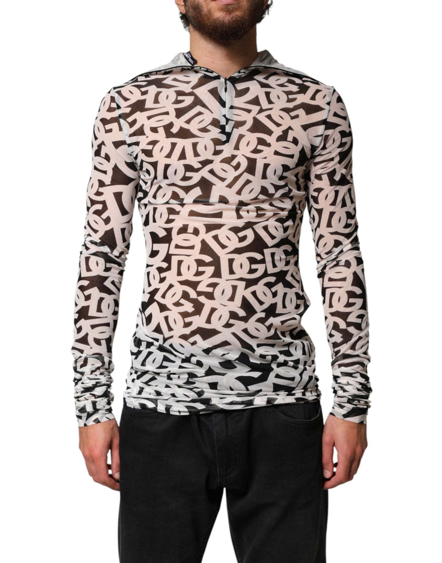 Dolce & Gabbana White DG Logo Long Sleeves Turtleneck Top Dolce & Gabbana