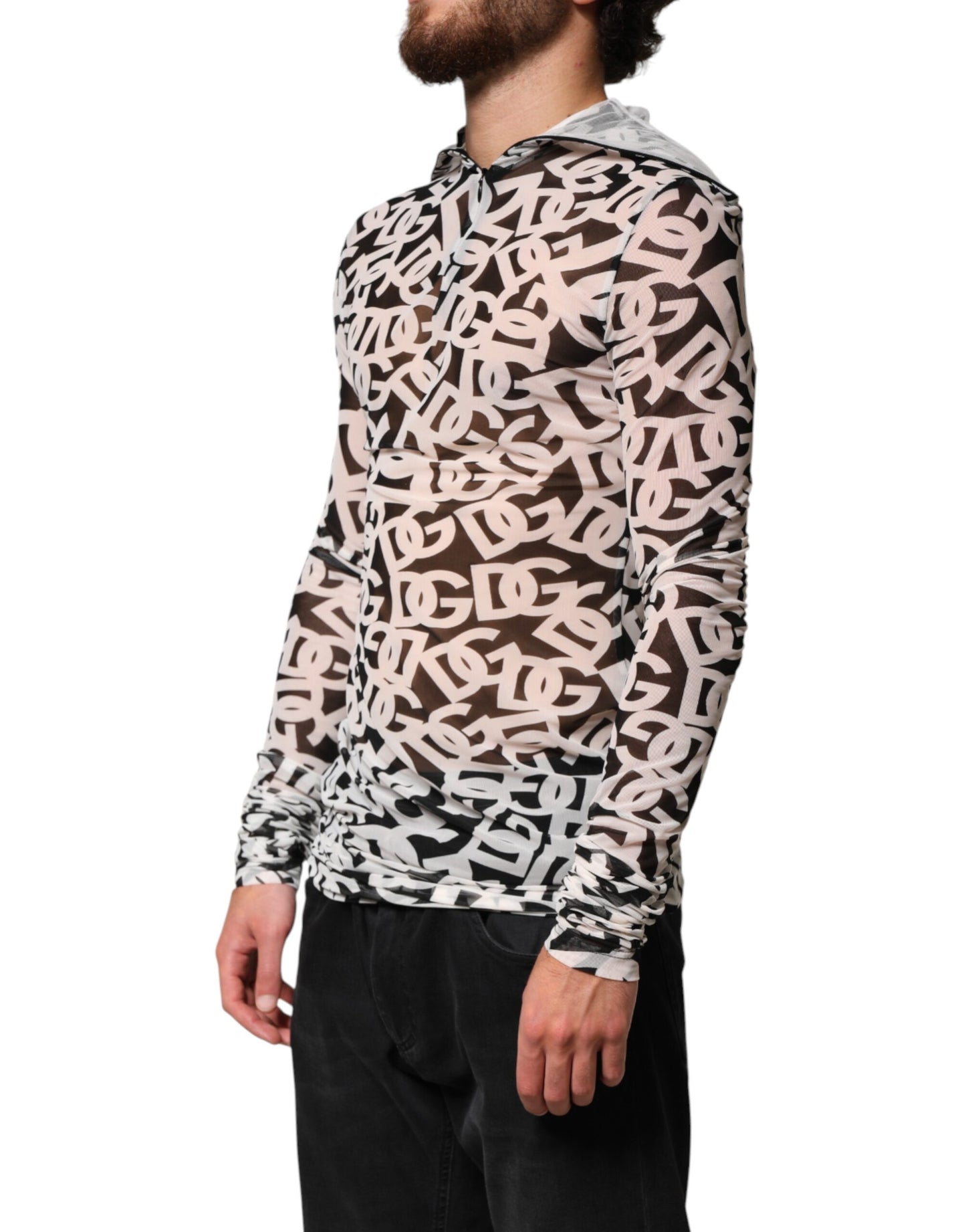 Dolce & Gabbana White DG Logo Long Sleeves Turtleneck Top Dolce & Gabbana