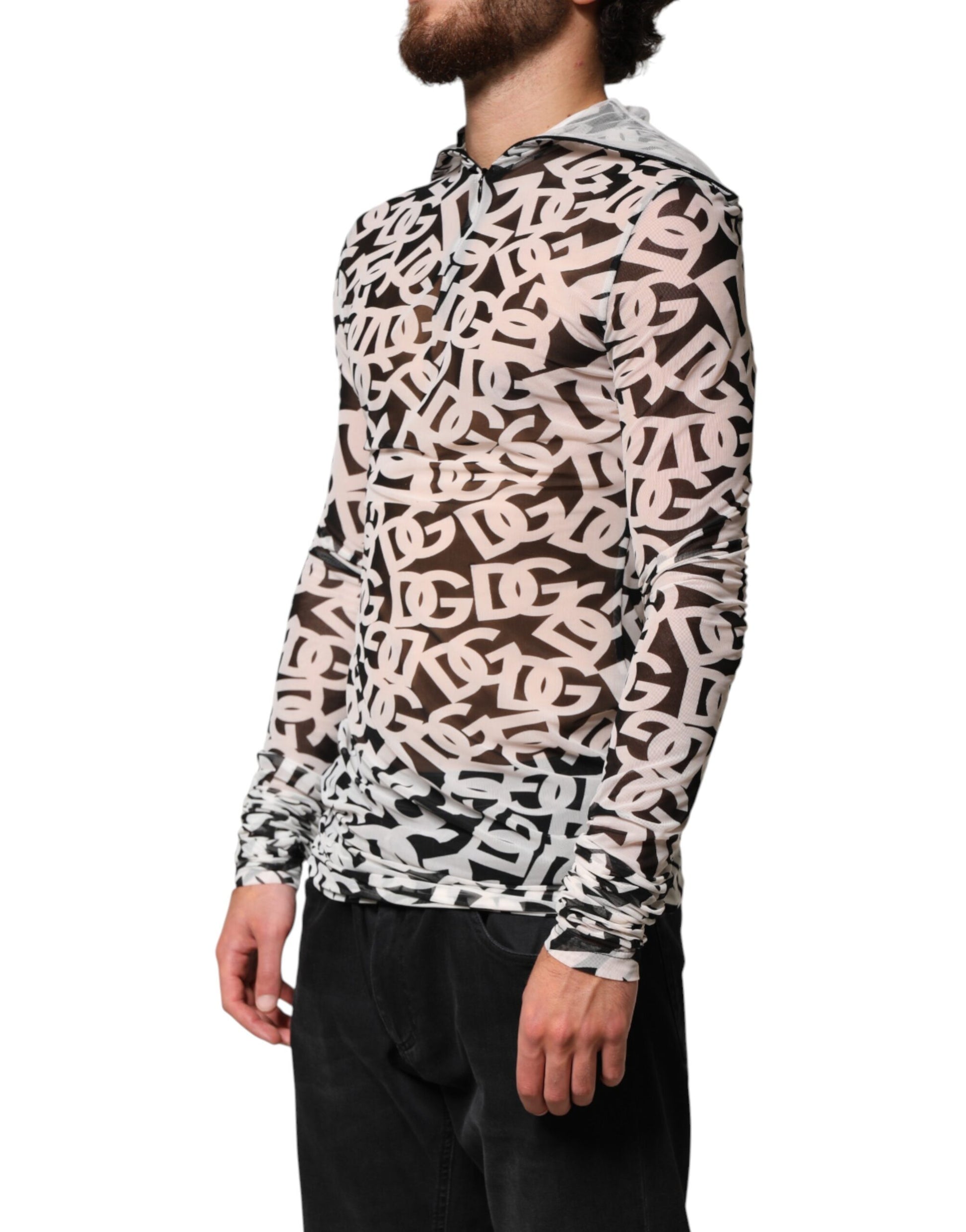 Dolce & Gabbana White DG Logo Long Sleeves Turtleneck Top Dolce & Gabbana