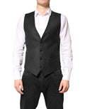 Dolce & Gabbana Black Stripes Wool Dress Men Waistcoat Vest - Eljoys Fashion 