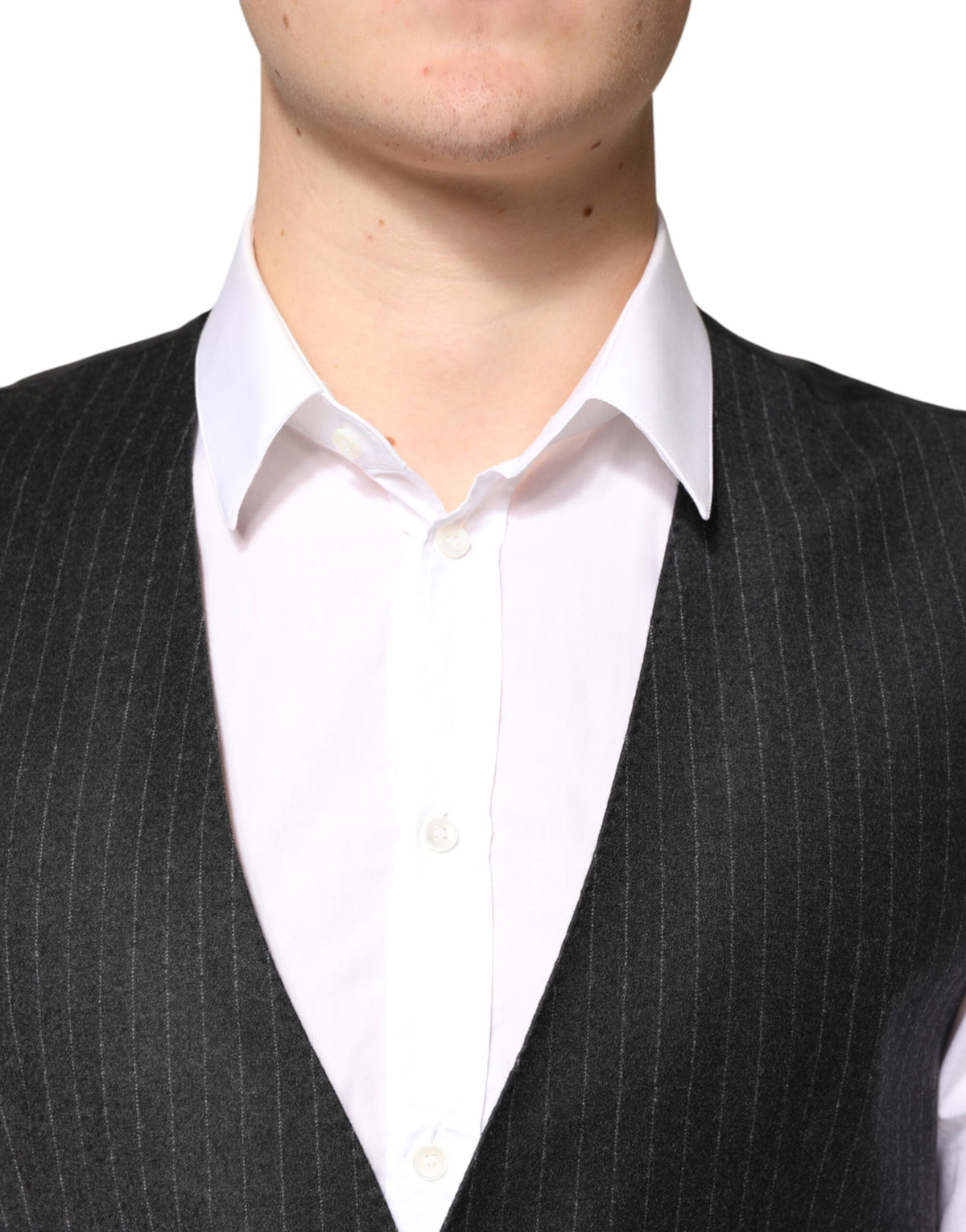 Dolce & Gabbana Black Stripes Wool Dress Men Waistcoat Vest - Eljoys Fashion 