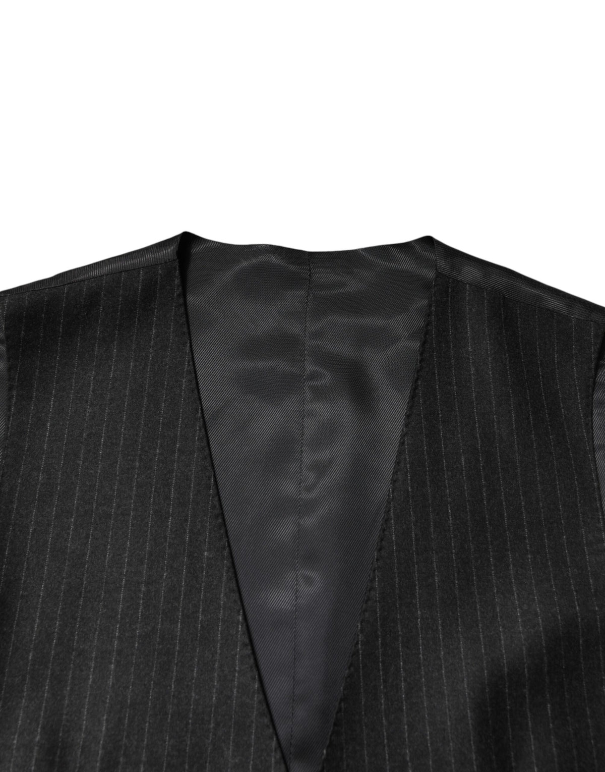 Dolce & Gabbana Black Stripes Wool Dress Men Waistcoat Vest - Eljoys Fashion 