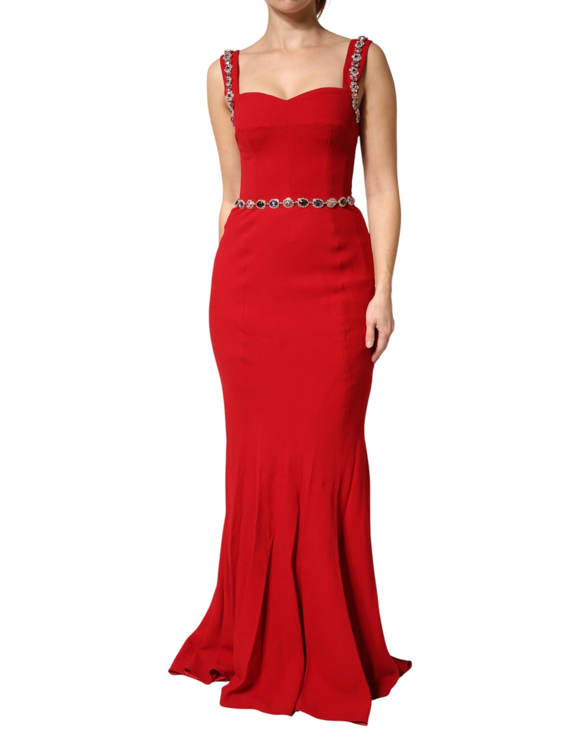 Dolce & Gabbana Red Embellished Sheath Mermaid Gown Dress Dolce & Gabbana