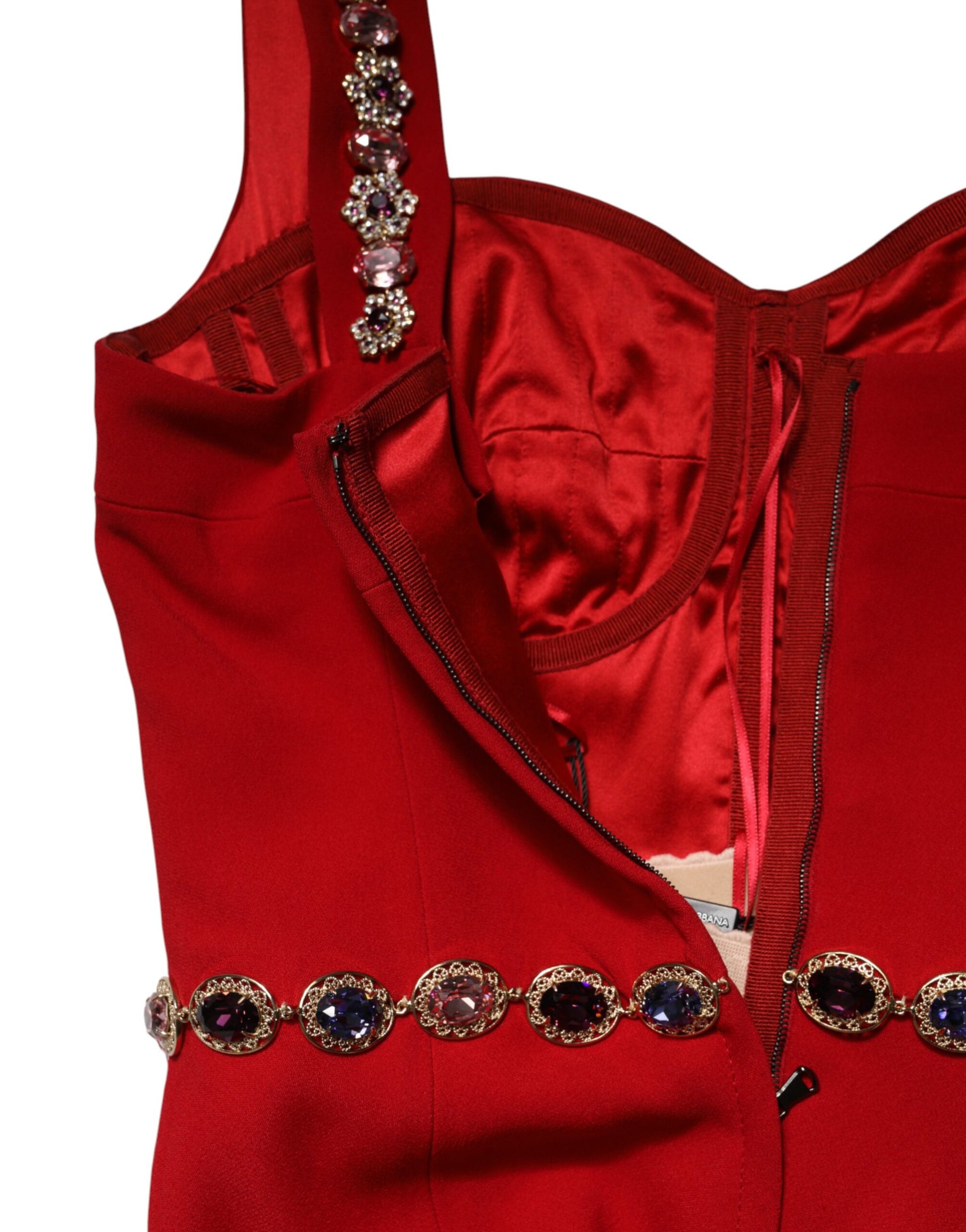 Dolce & Gabbana Red Embellished Sheath Mermaid Gown Dress Dolce & Gabbana