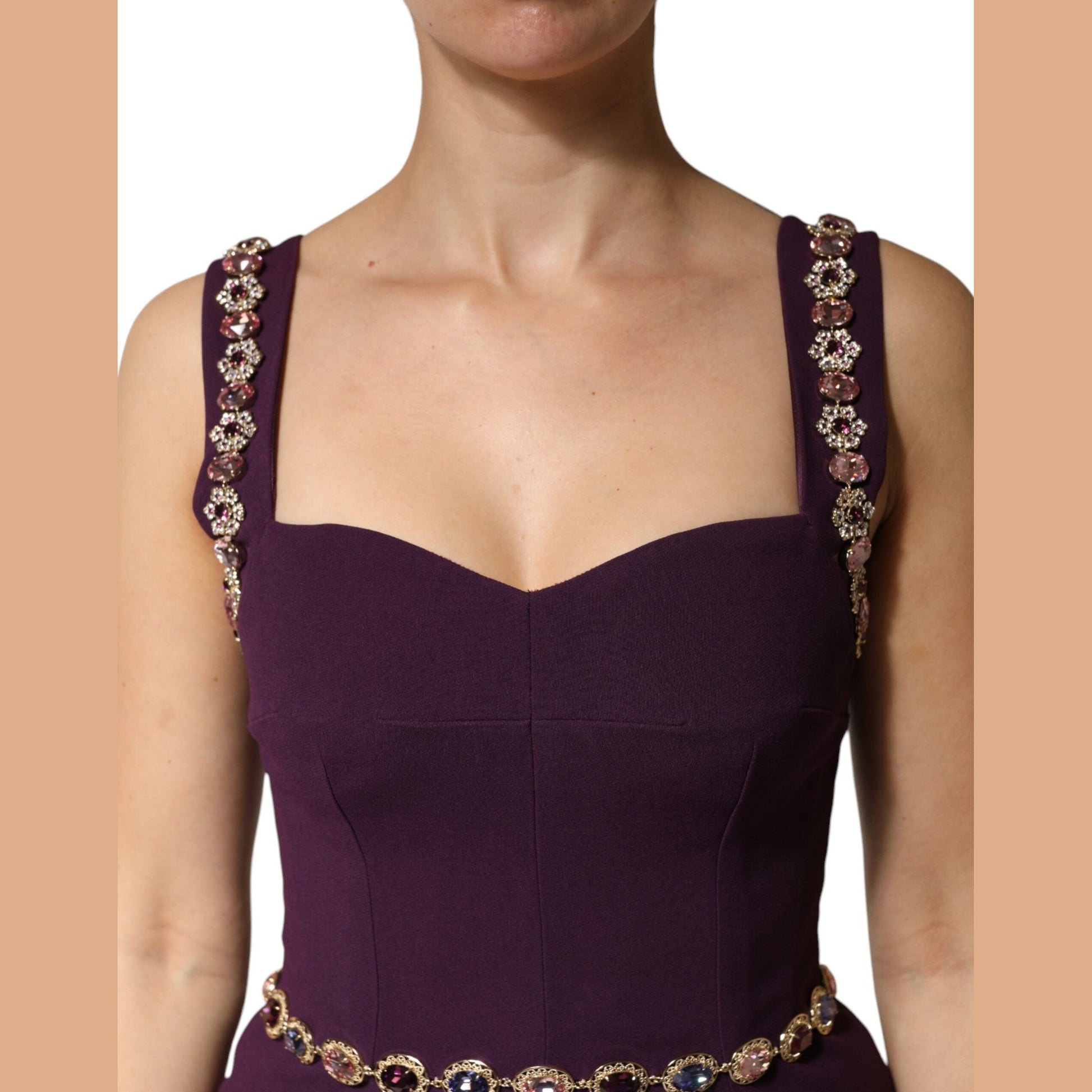 Dolce & Gabbana Violet Embellished Sheath Mermaid Gown Dress