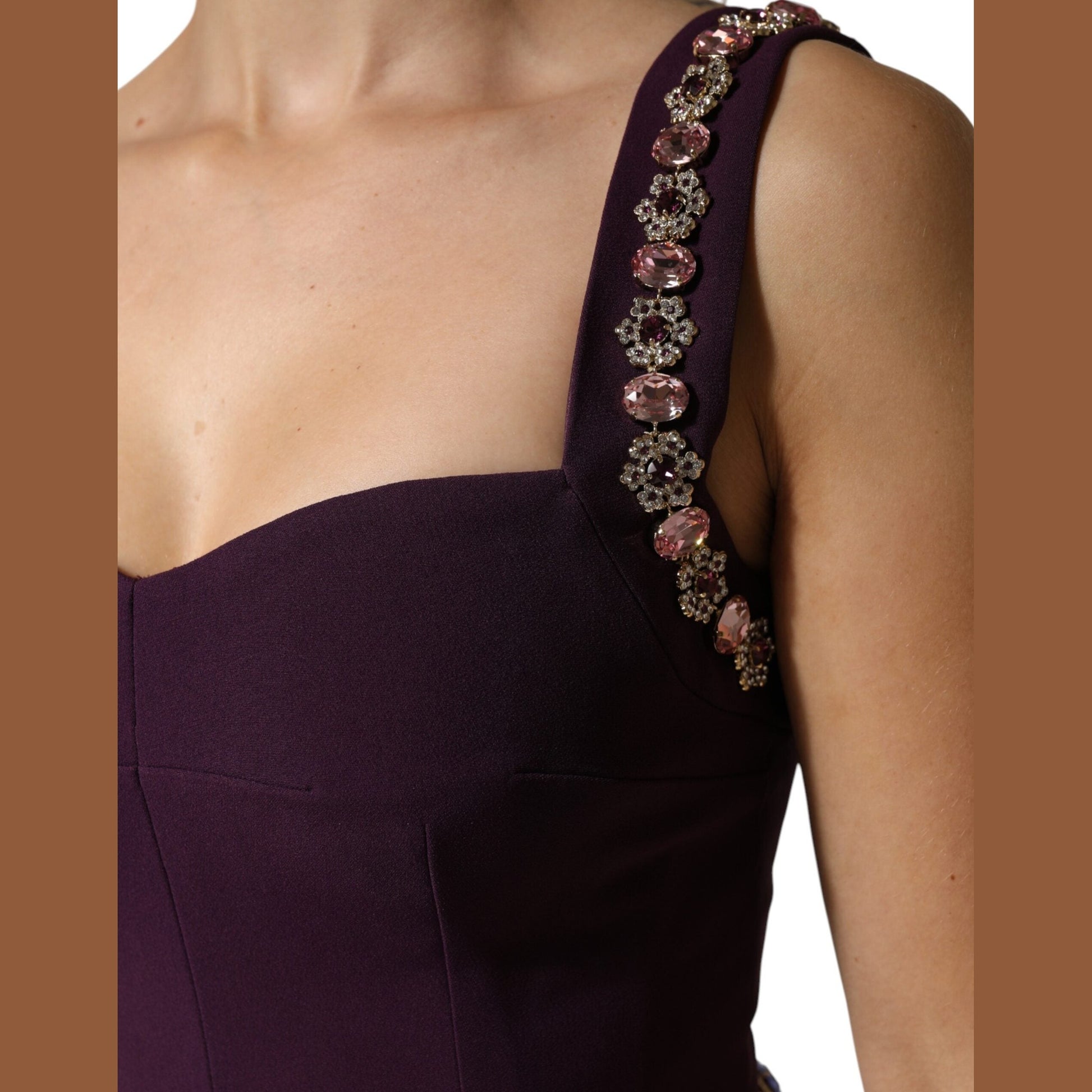 Dolce & Gabbana Violet Embellished Sheath Mermaid Gown Dress