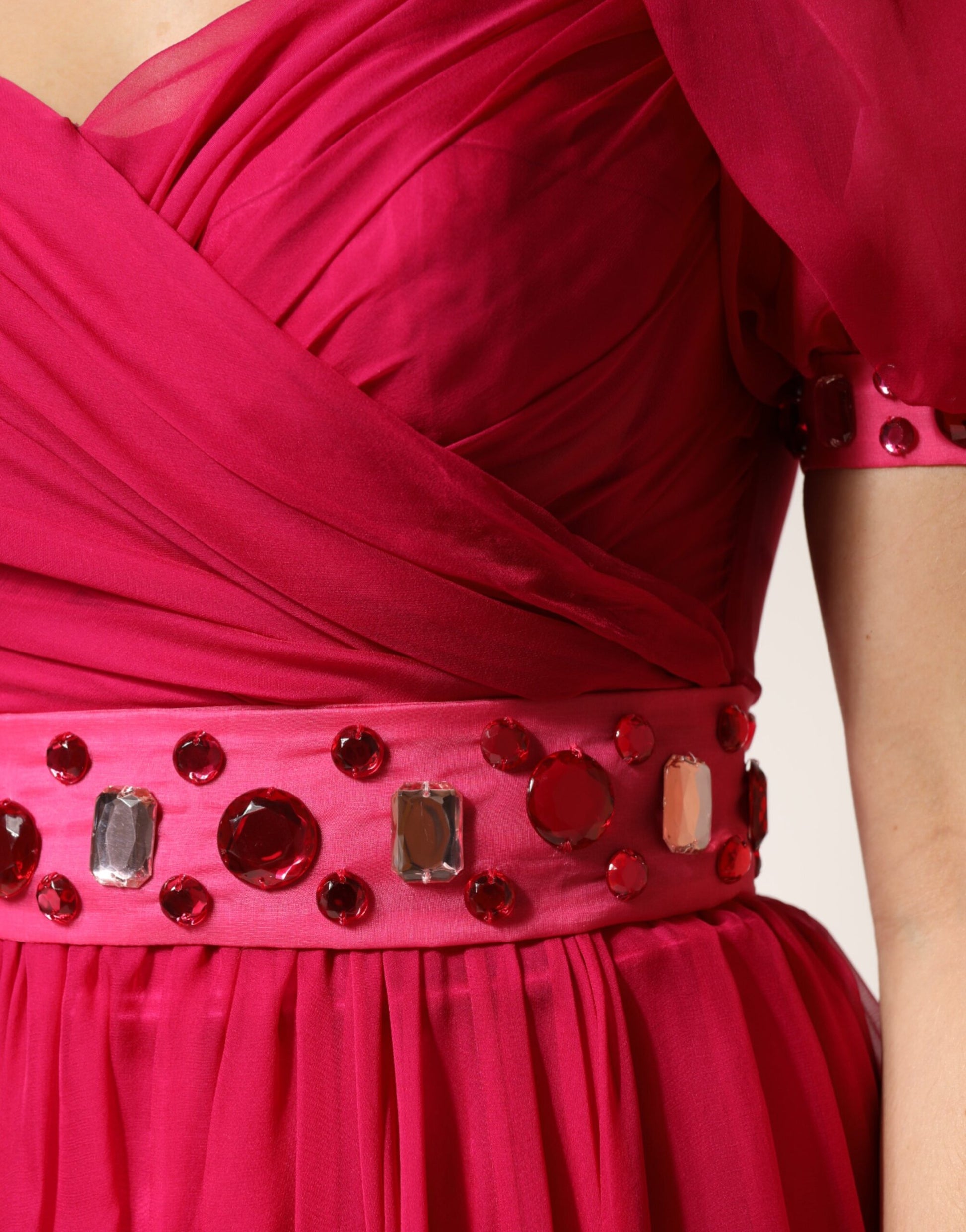 Dolce & Gabbana Pink Silk Embellished A-line Midi Dress Dolce & Gabbana