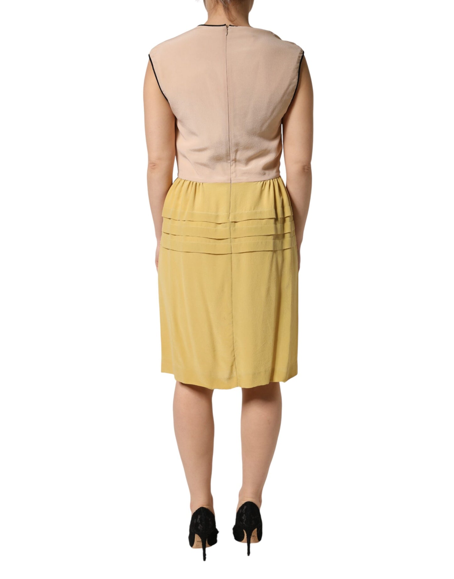FILOS Multicolor Silk Deep V-neck Sleeveless Knee Length Dress FILOS