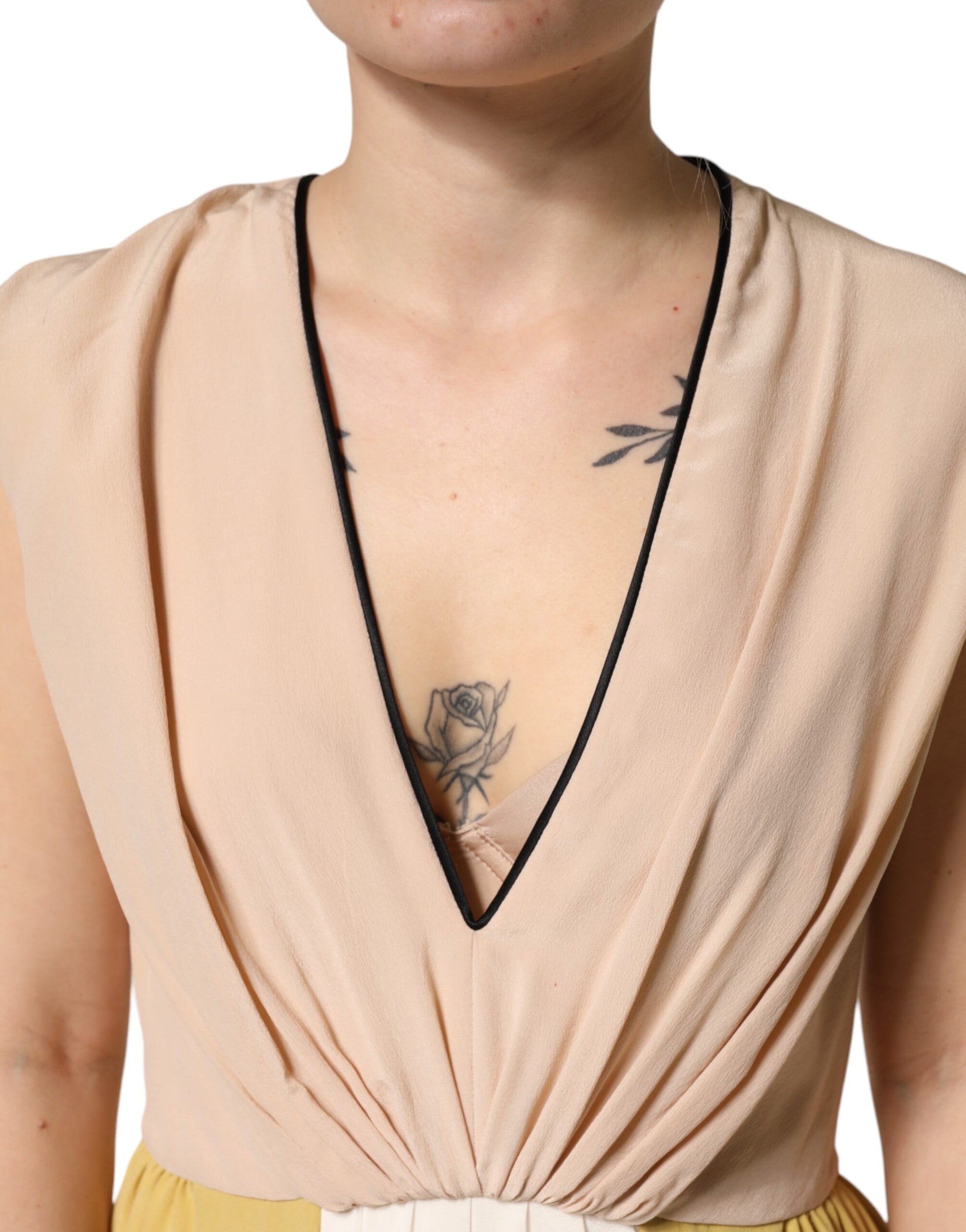 FILOS Multicolor Silk Deep V-neck Sleeveless Knee Length Dress FILOS