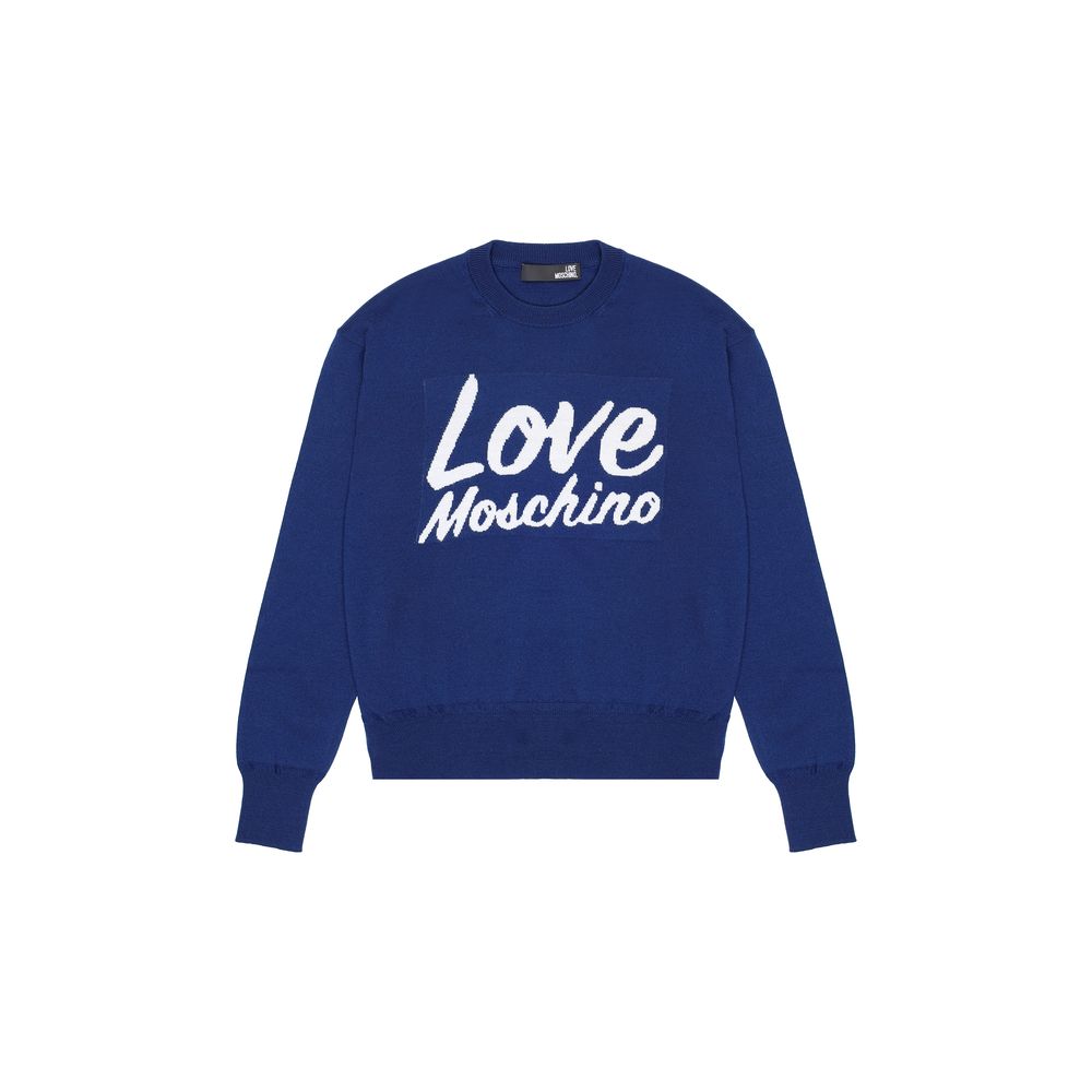 Love Moschino Blue Wool Sweatshirt Love Moschino