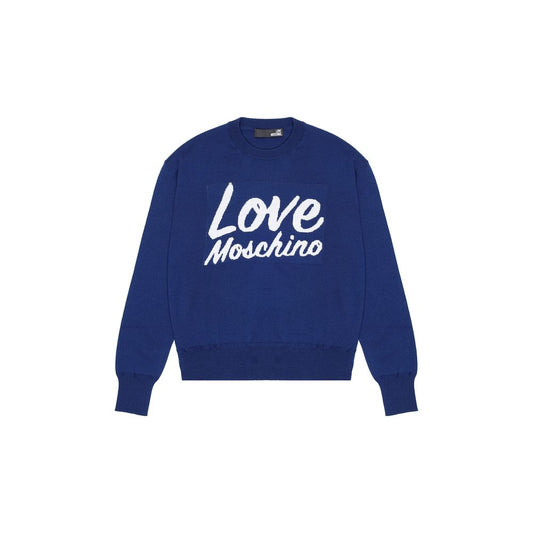 Love Moschino Blue Wool Sweatshirt Love Moschino