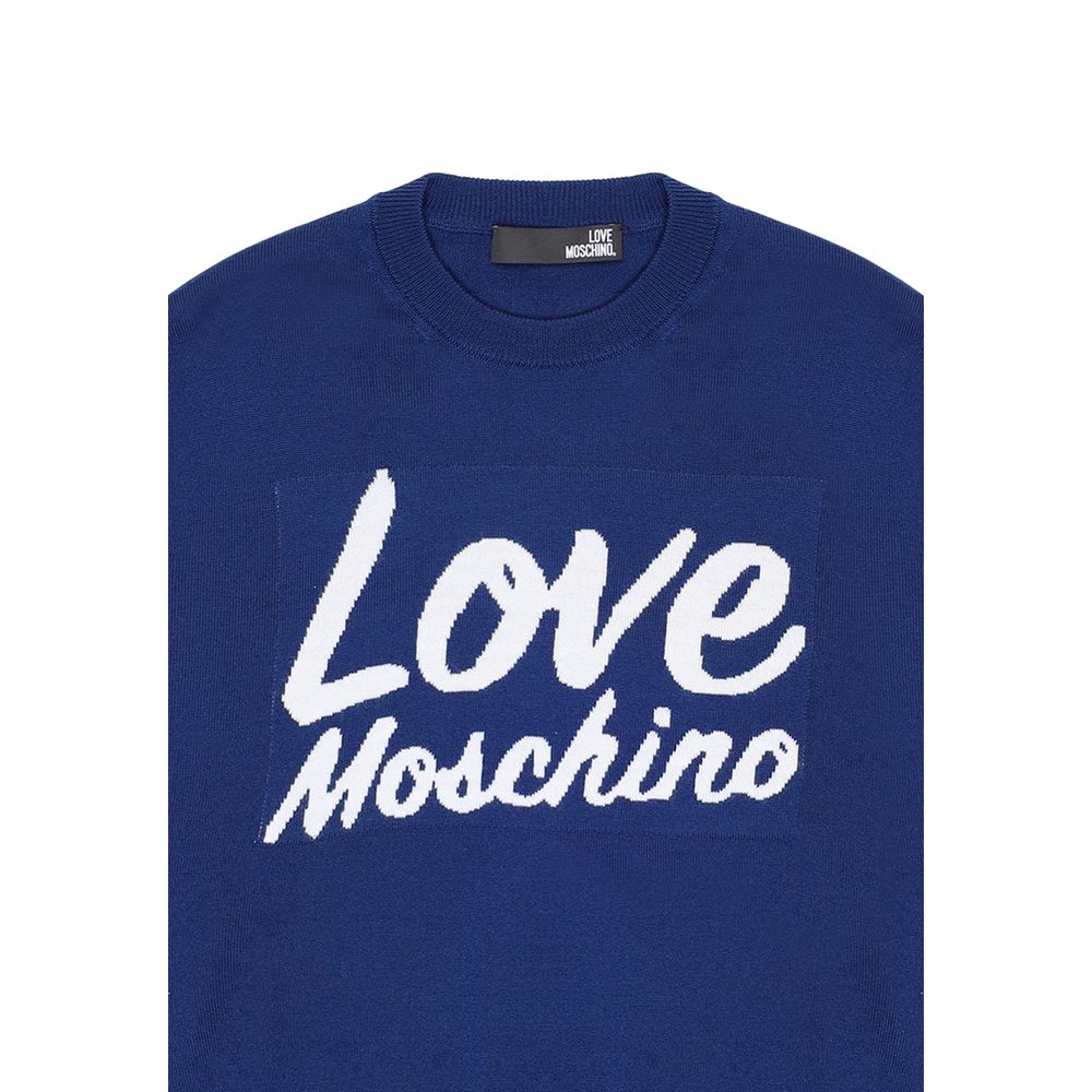 Love Moschino Blue Wool Sweatshirt Love Moschino