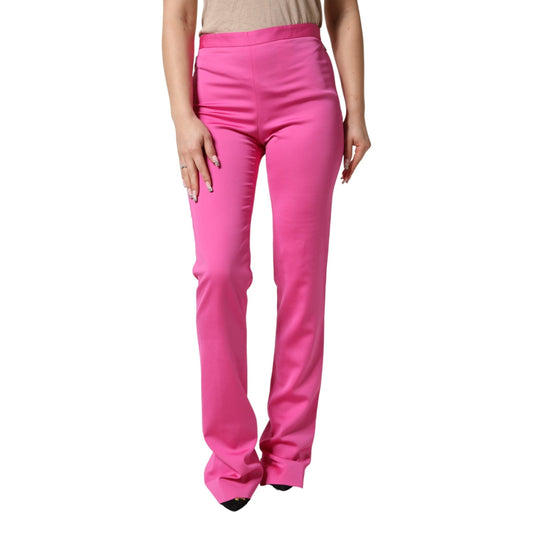 Versace Pink Viscose High Waist Straight Casual Trouser Pants Versace