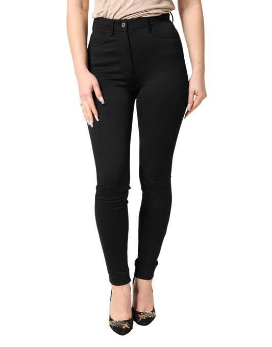 Dolce & Gabbana Black Nylon Stretch Skinny High Waist Pants Dolce & Gabbana