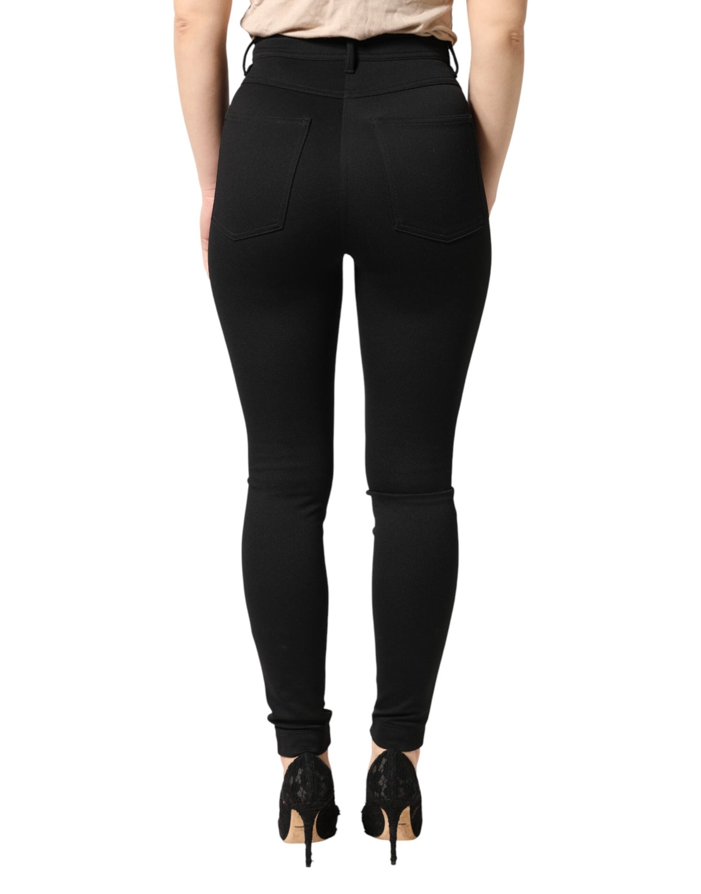 Dolce & Gabbana Black Nylon Stretch Skinny High Waist Pants Dolce & Gabbana