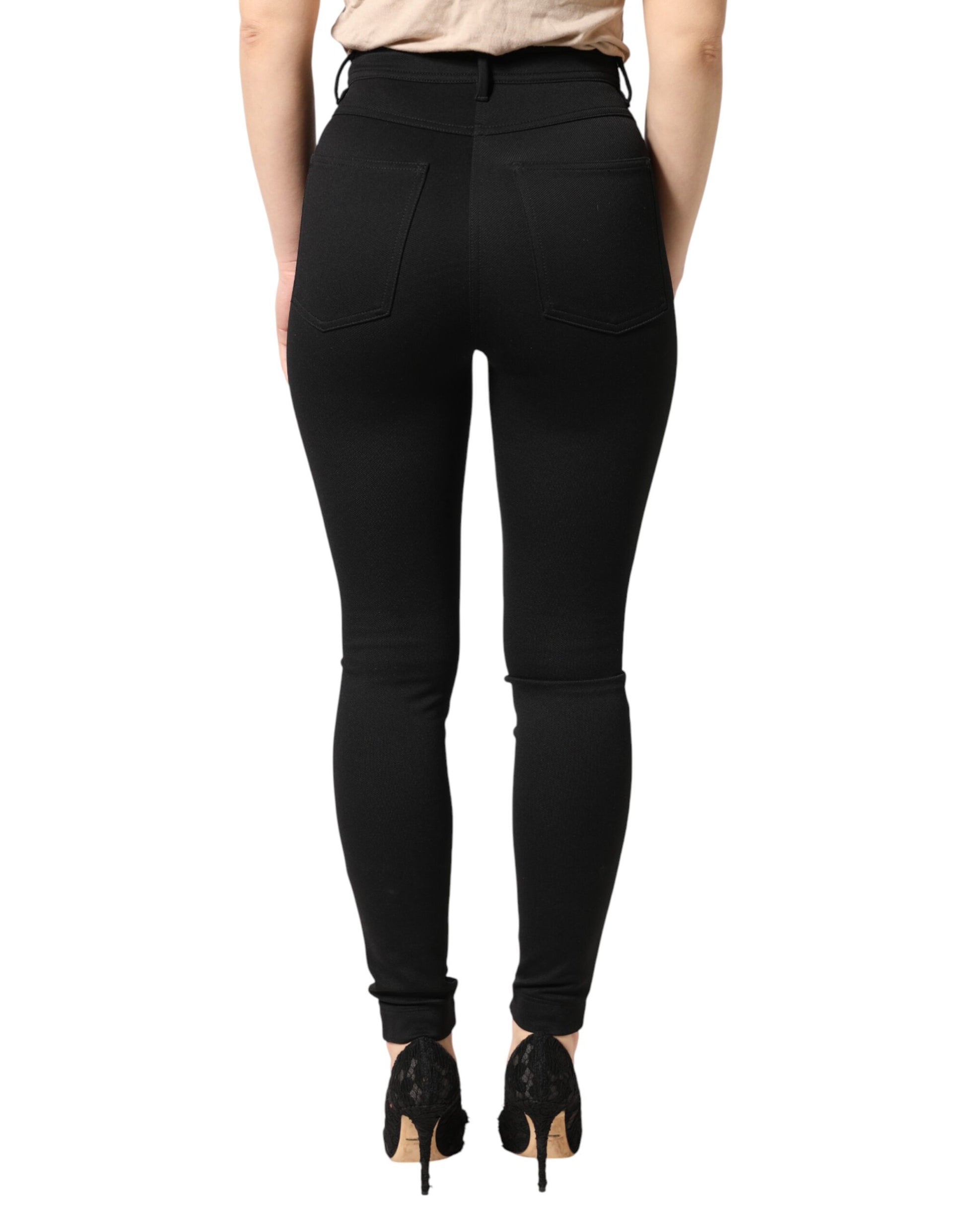 Dolce & Gabbana Black Nylon Stretch Skinny High Waist Pants Dolce & Gabbana