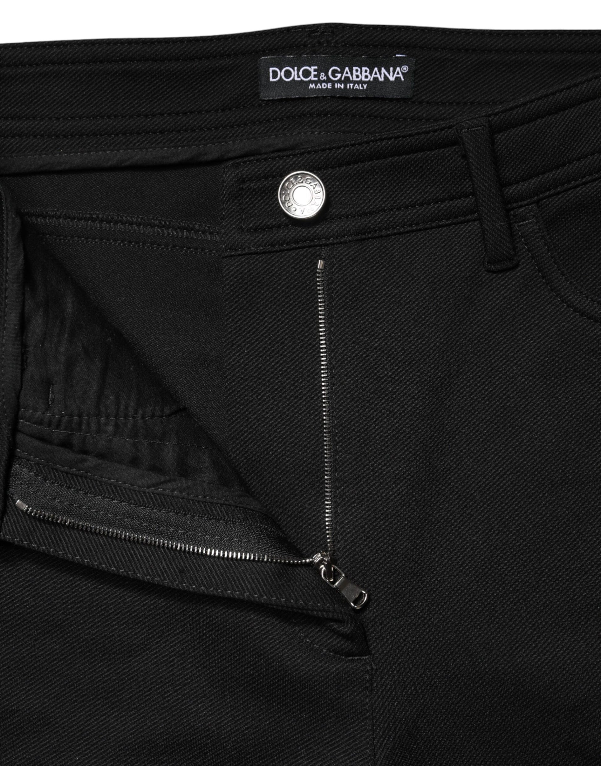Dolce & Gabbana Black Nylon Stretch Skinny High Waist Pants Dolce & Gabbana