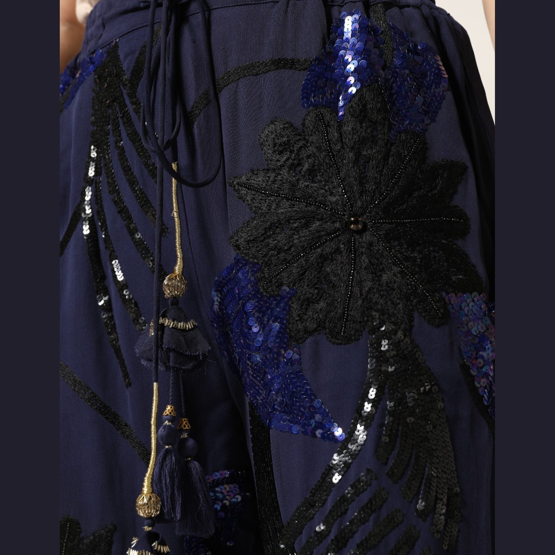 Christian Pellizzari Blue Sequined Tapered Trouser Pants Christian Pellizzari