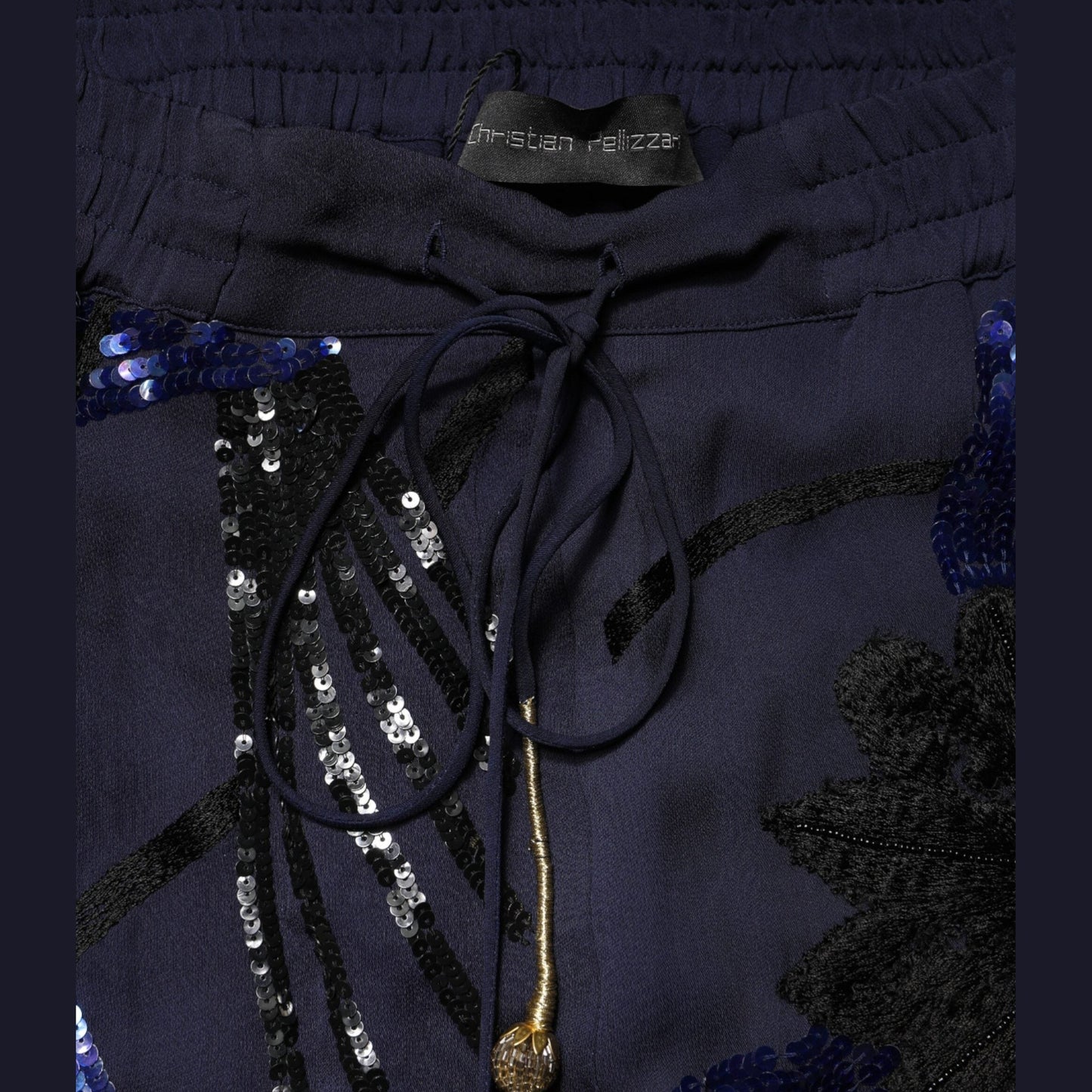 Christian Pellizzari Blue Sequined Tapered Trouser Pants Christian Pellizzari