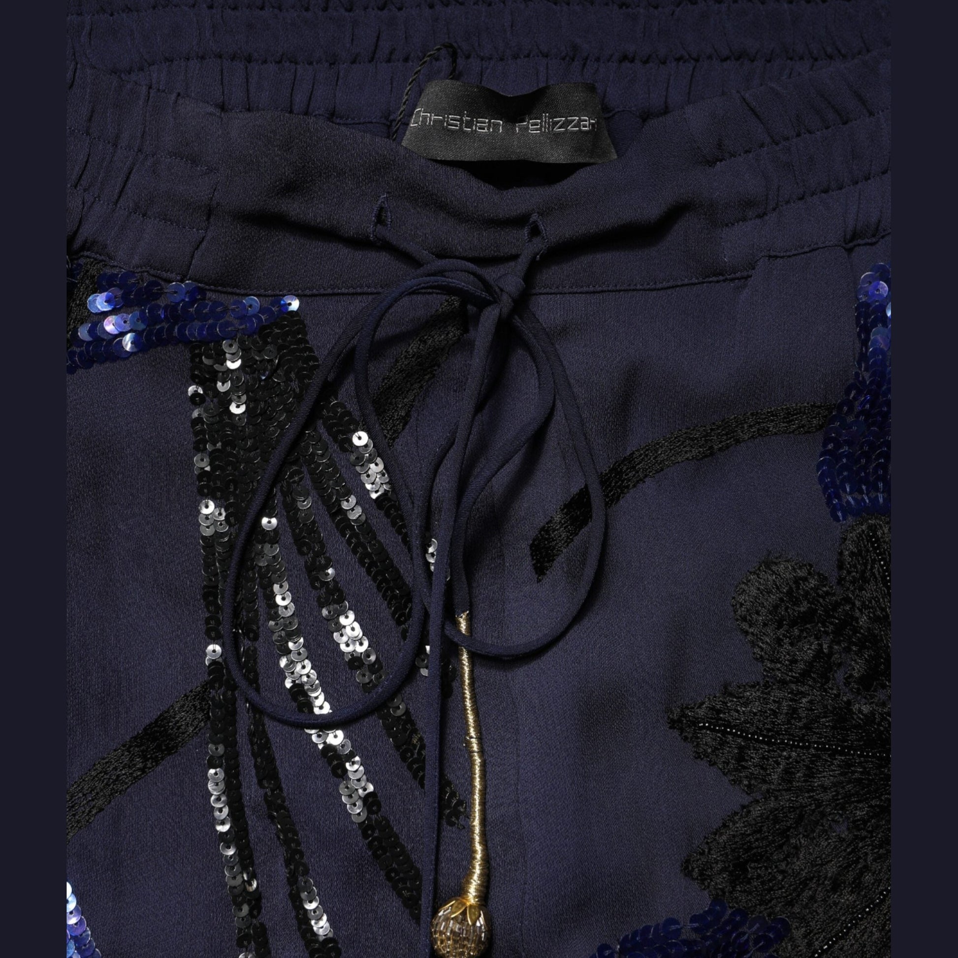 Christian Pellizzari Blue Sequined Tapered Trouser Pants Christian Pellizzari