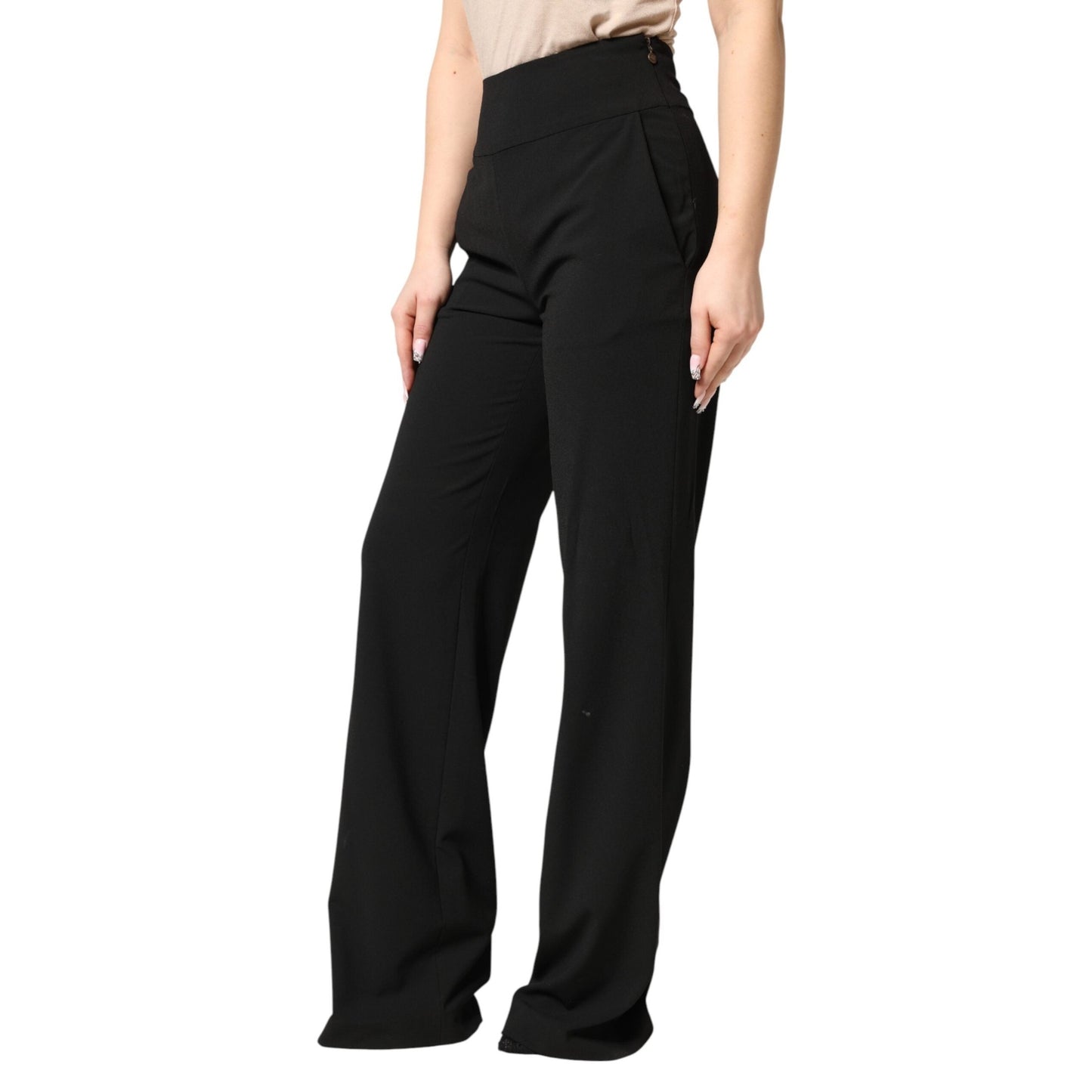 Just Cavalli Black High Waist Straight Trouser Formal Pants Just Cavalli