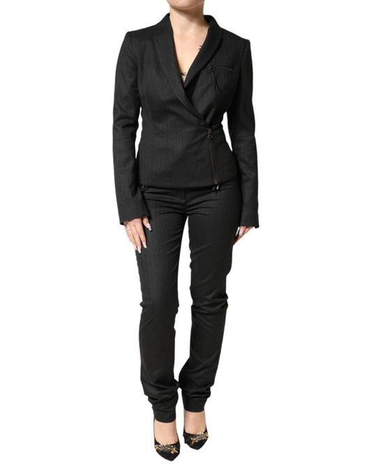 Exte Black Double Breasted Pants Blazer Jacket 2 Piece Suit Exte