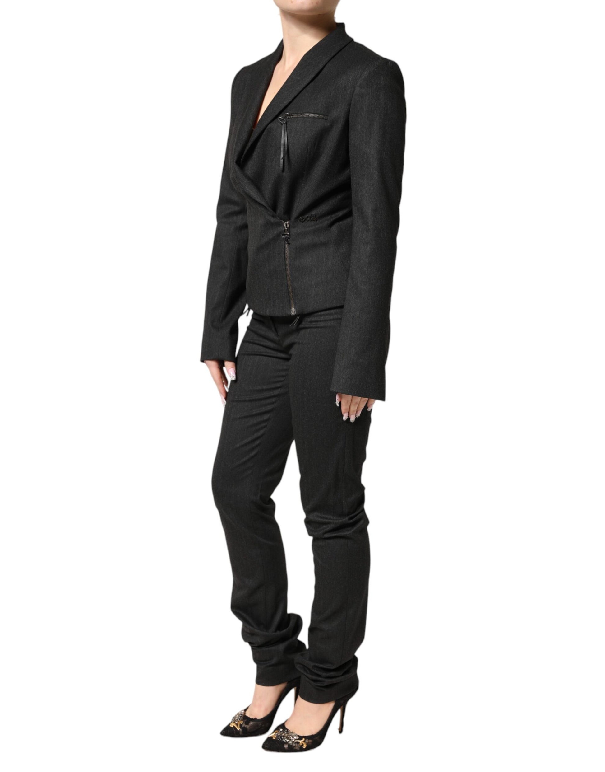 Exte Black Double Breasted Pants Blazer Jacket 2 Piece Suit Exte