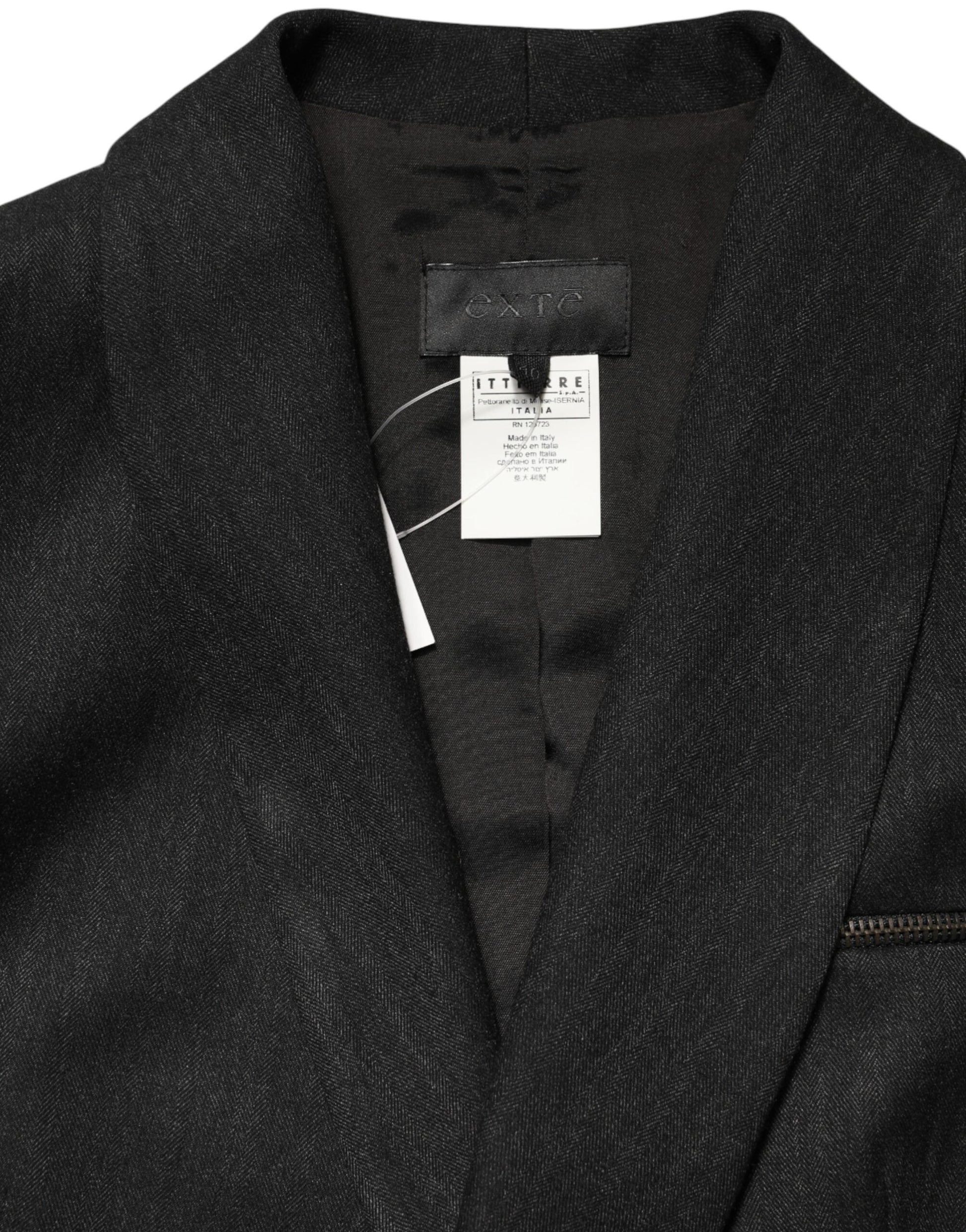Exte Black Double Breasted Pants Blazer Jacket 2 Piece Suit Exte