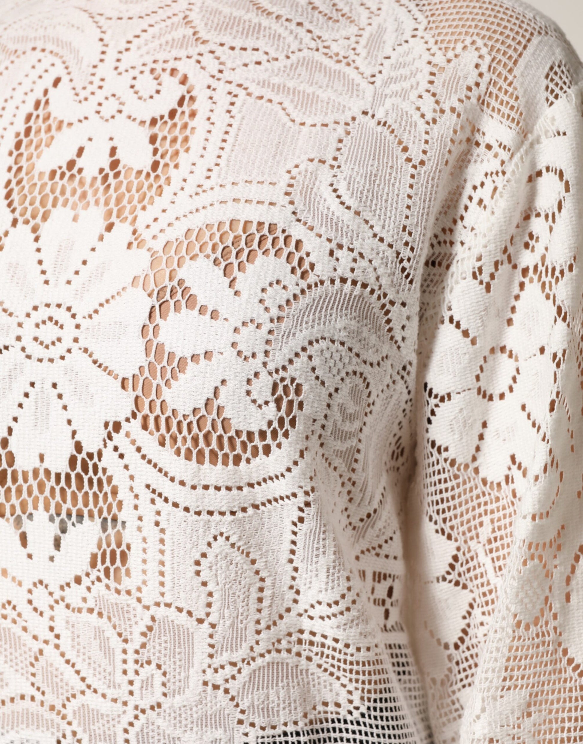 Dolce & Gabbana White Embroidery Lace Cotton Blouse Top Dolce & Gabbana
