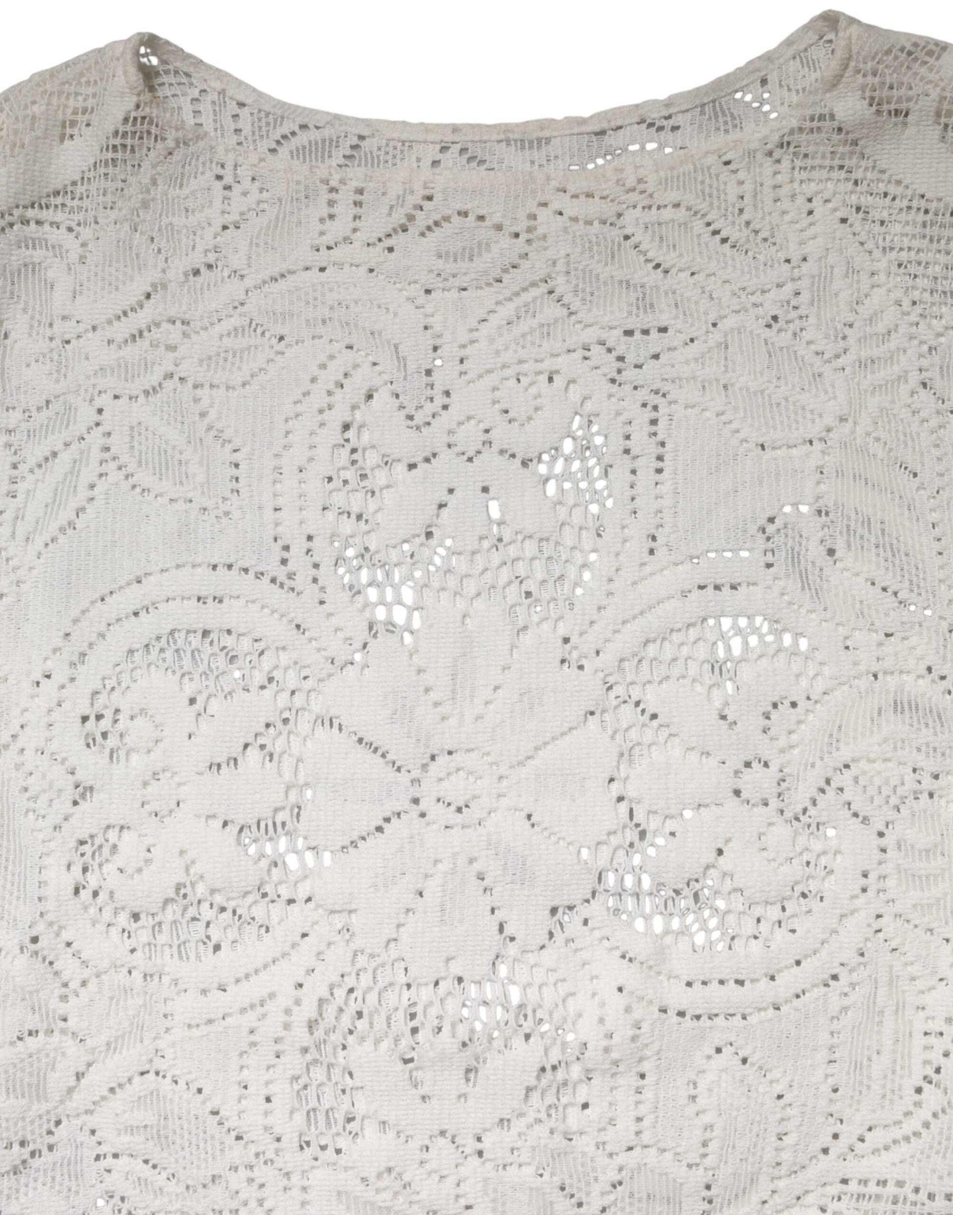 Dolce & Gabbana White Embroidery Lace Cotton Blouse Top Dolce & Gabbana