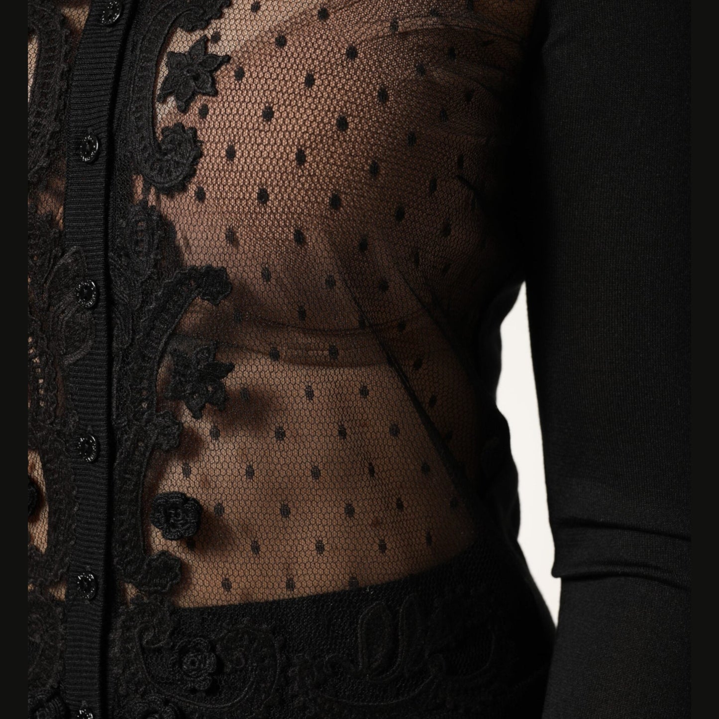 Dolce & Gabbana Black Sheer Button Down Cardigan Sweater Dolce & Gabbana
